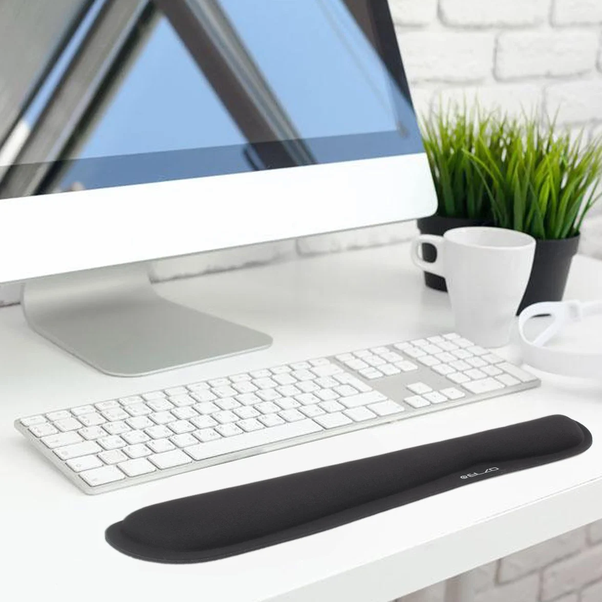 ELZO Poggiapolsi per Tastiera Memory Foam, Wrist Rest Cuscinetto Supporto Palmi Polsi per Computer Portatile, Nero