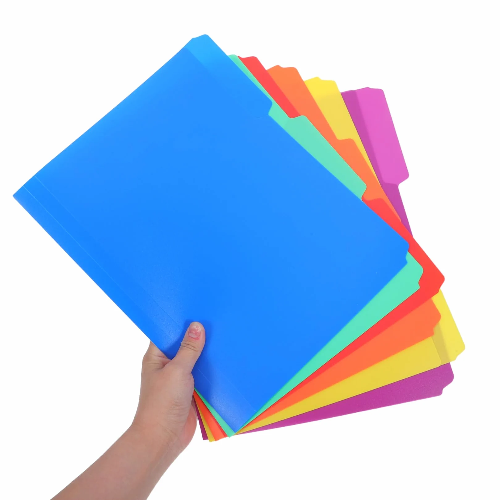 INOOMP 36 Pezzi Cartellina di Carta Manila in Plastico con Divisori 1/3 Taglio e Linguette, Organizer Ufficio Salvaspazio per Gestione Progetti Desktop