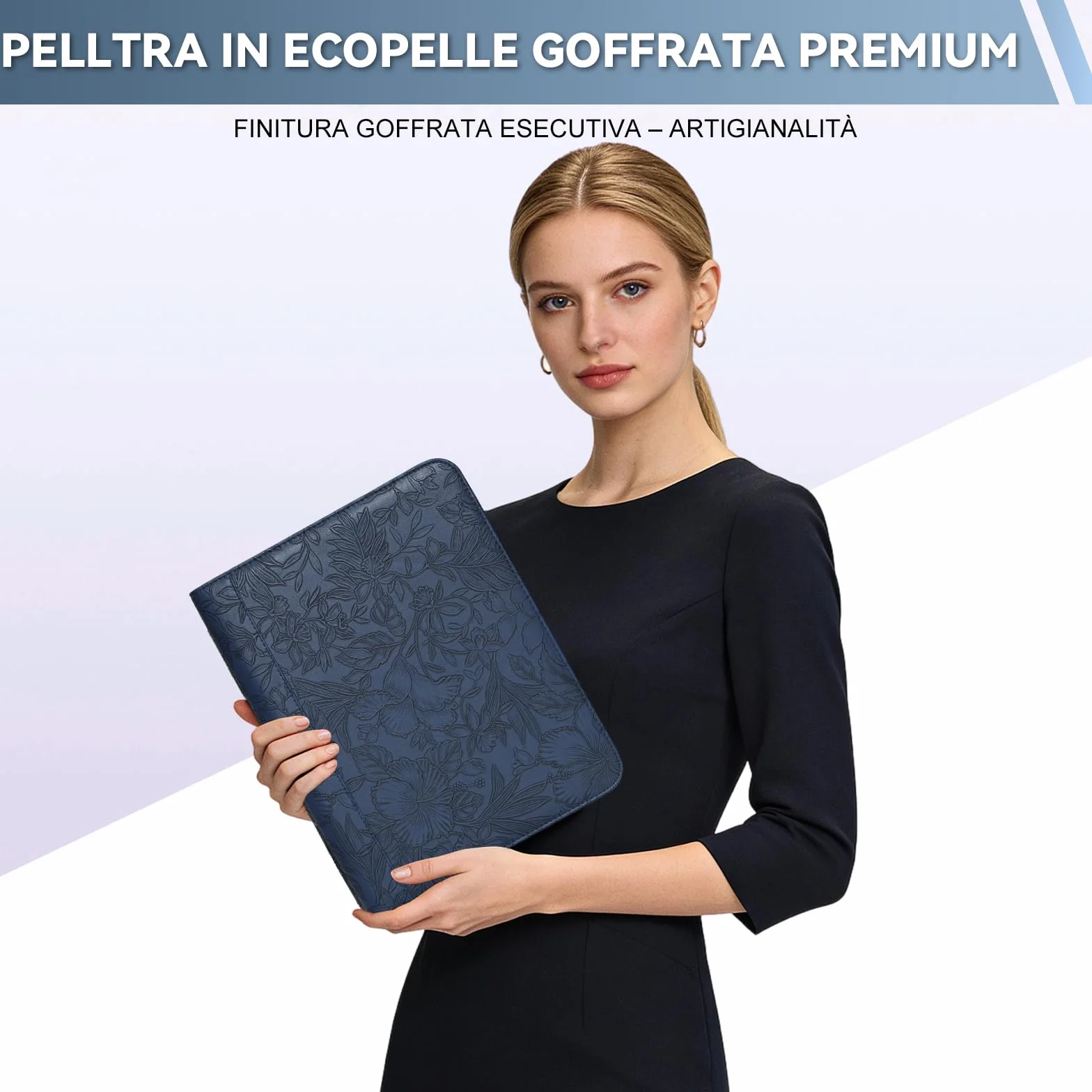 Leathario Cartella Portadocumenti A4 in Pelle PU Portablocchi Unisex per Ufficio Conferenza Cartellina Custodia Organizzatore con Quaderno regalo uomo e donna