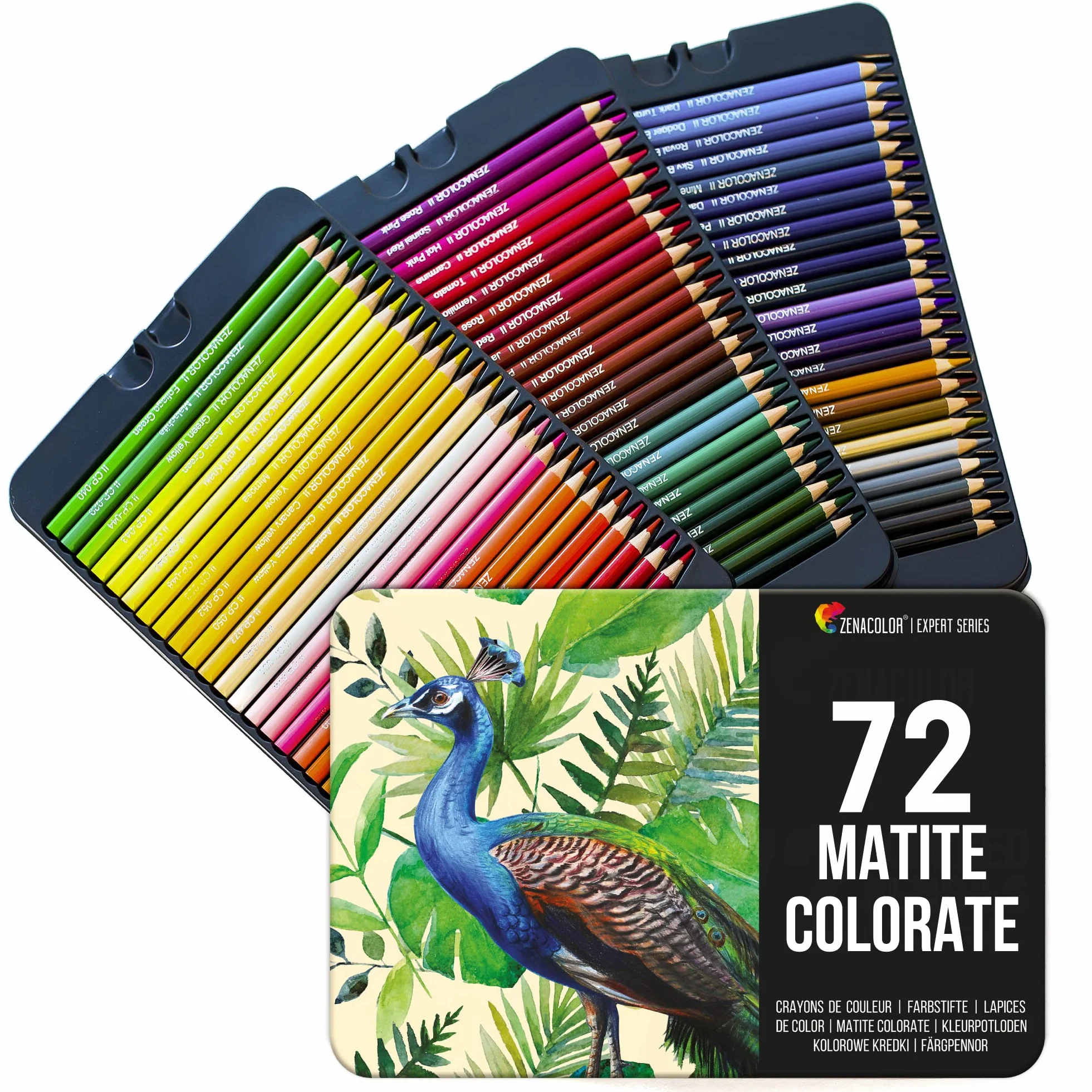 Zenacolor 72 Matite Colorate Professionali in Scatola Metallo per Disegno