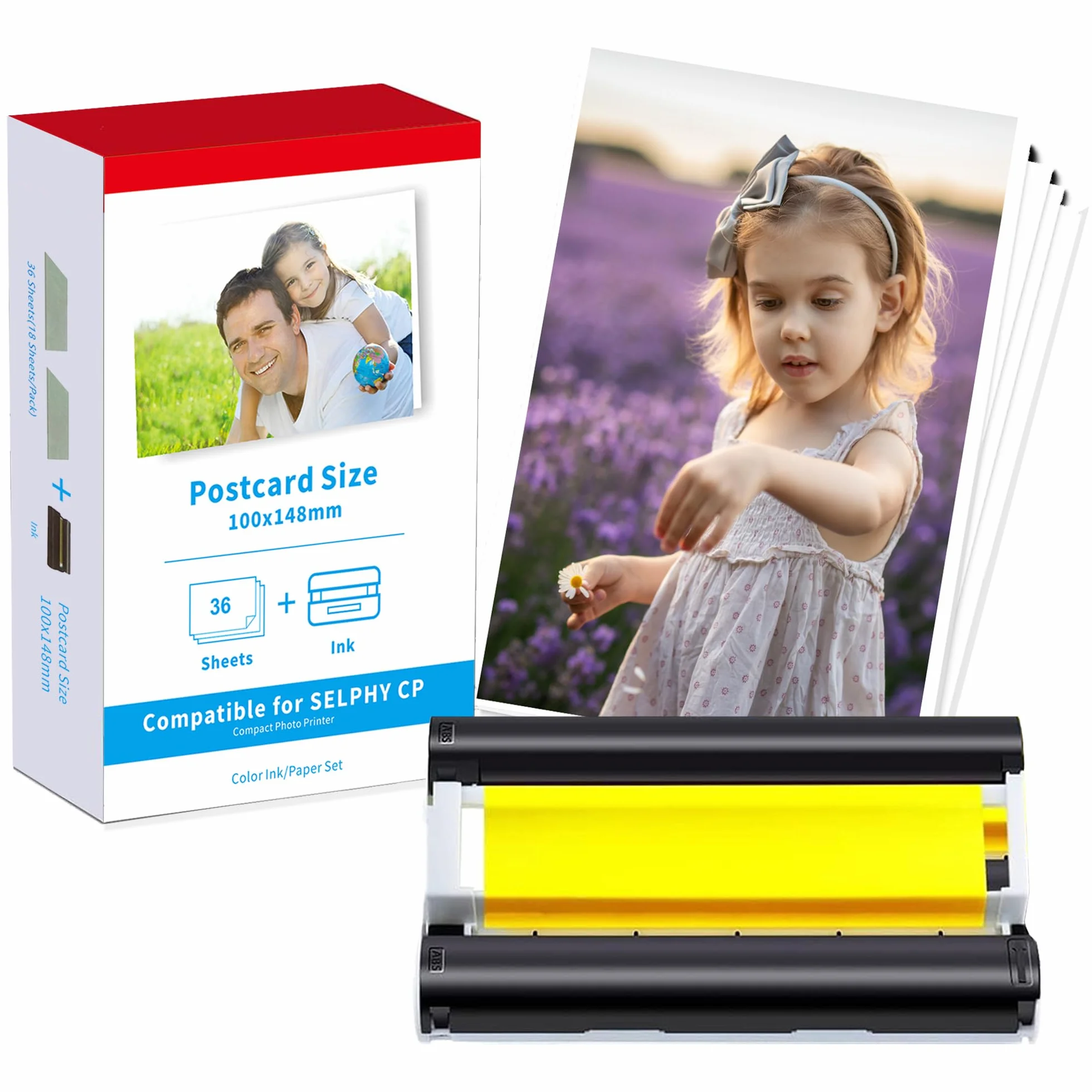 Canon Selphy CP1500 CP1300 CP1200 CP1000 CP910 Set Carta Fotografica 100x148 mm 36 fogli Cartuccia Colore