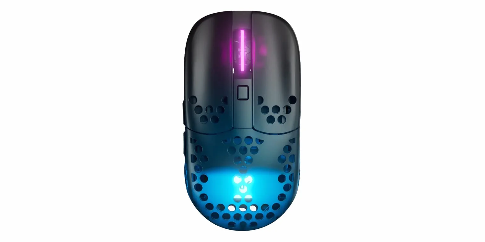 Xtrfy MZ1 Wireless, Mouse da Gioco Senza Fili Ultraleggero, Radio 2,4 GHz, Forma Esclusiva per un Puntamento Ottimale, Illuminazione RGB, Ricaricabile, Nero