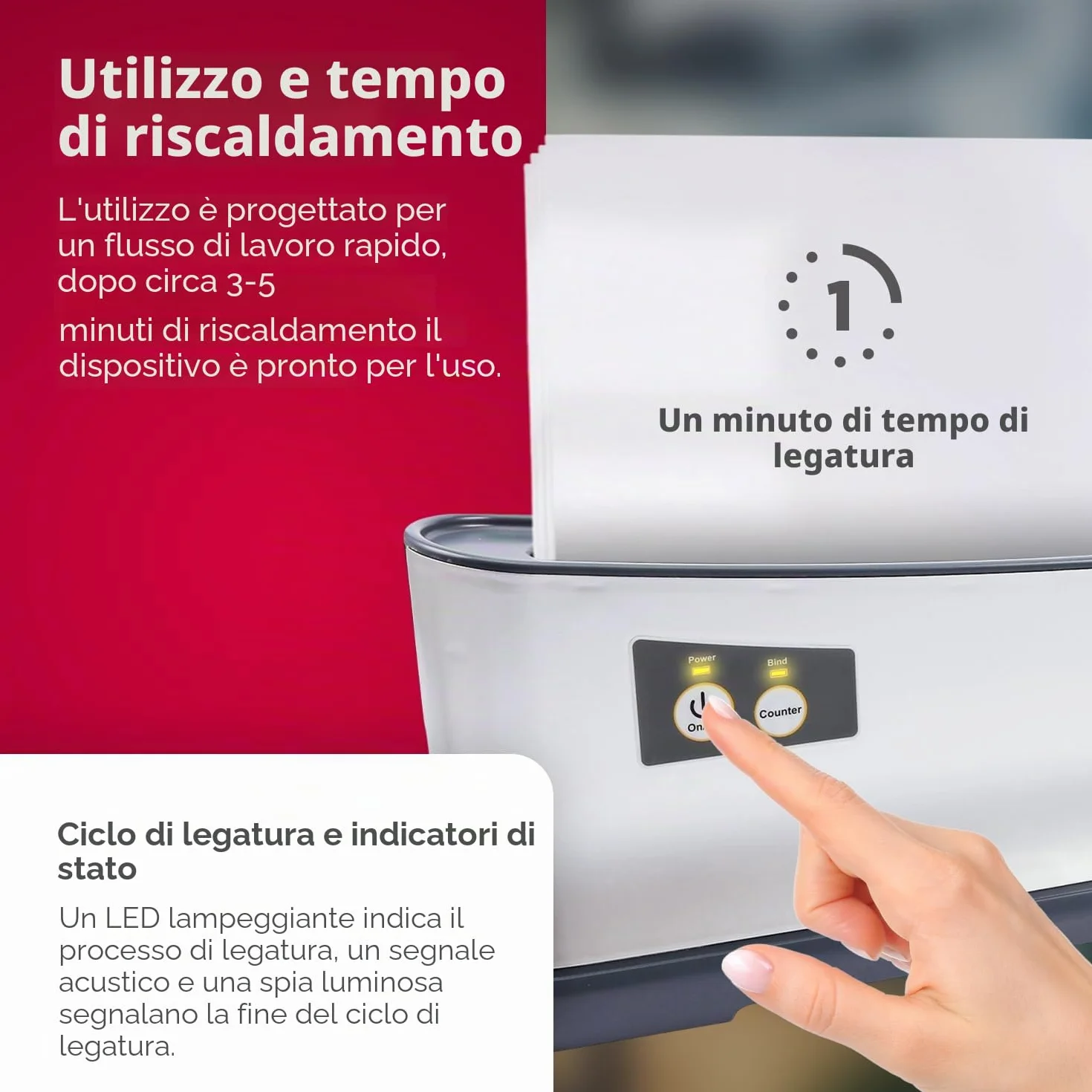 Olympia TB 1280 - Termorilegatrice, spegnimento automatico dopo 90 minuti di attesa