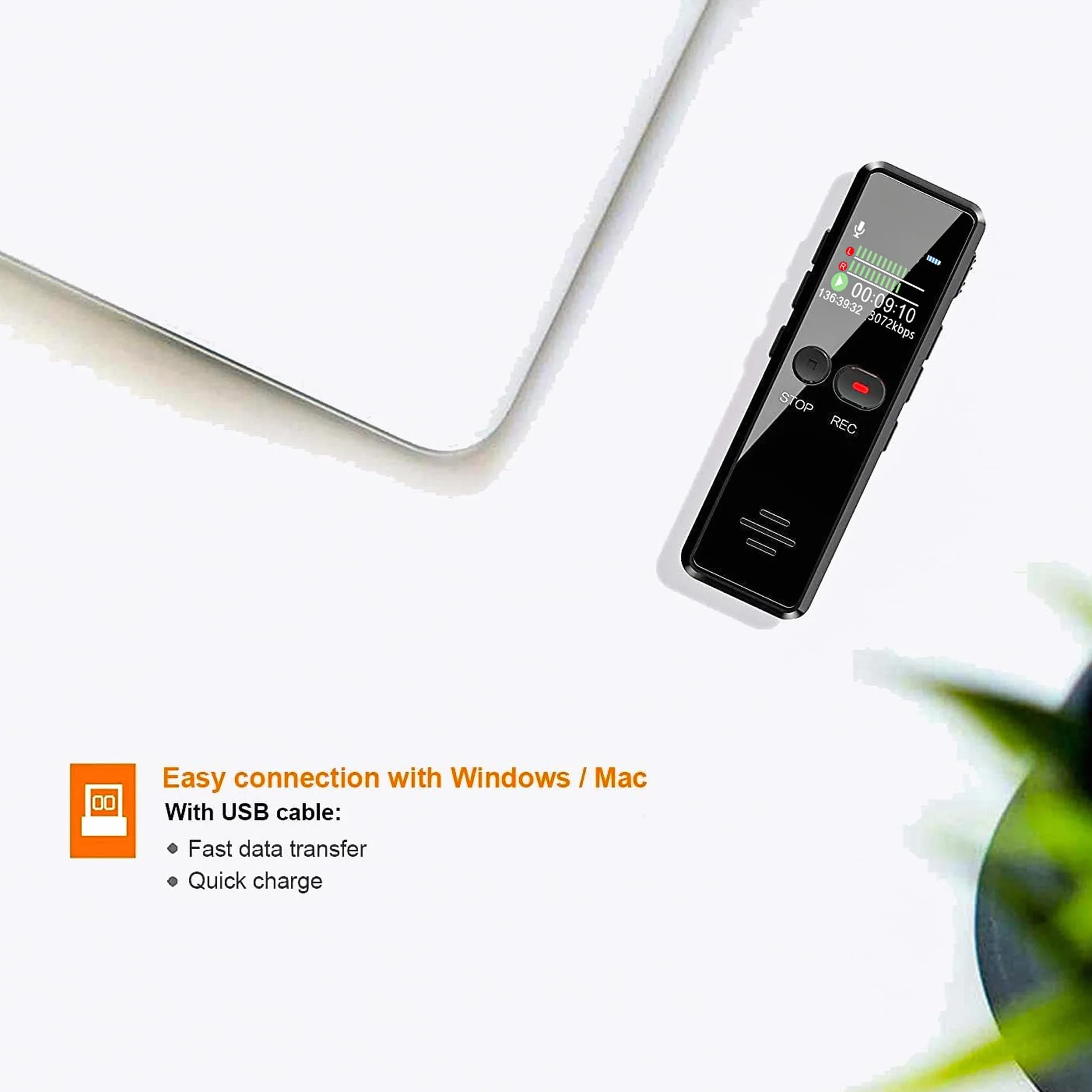 8GB Registratore Vocale Portatile, Registratore Audio Digitale Professionale 1536 Kbps Registratore Vocale HD con MP3 Ricarica USB per Riunioni Interviste Discorso
