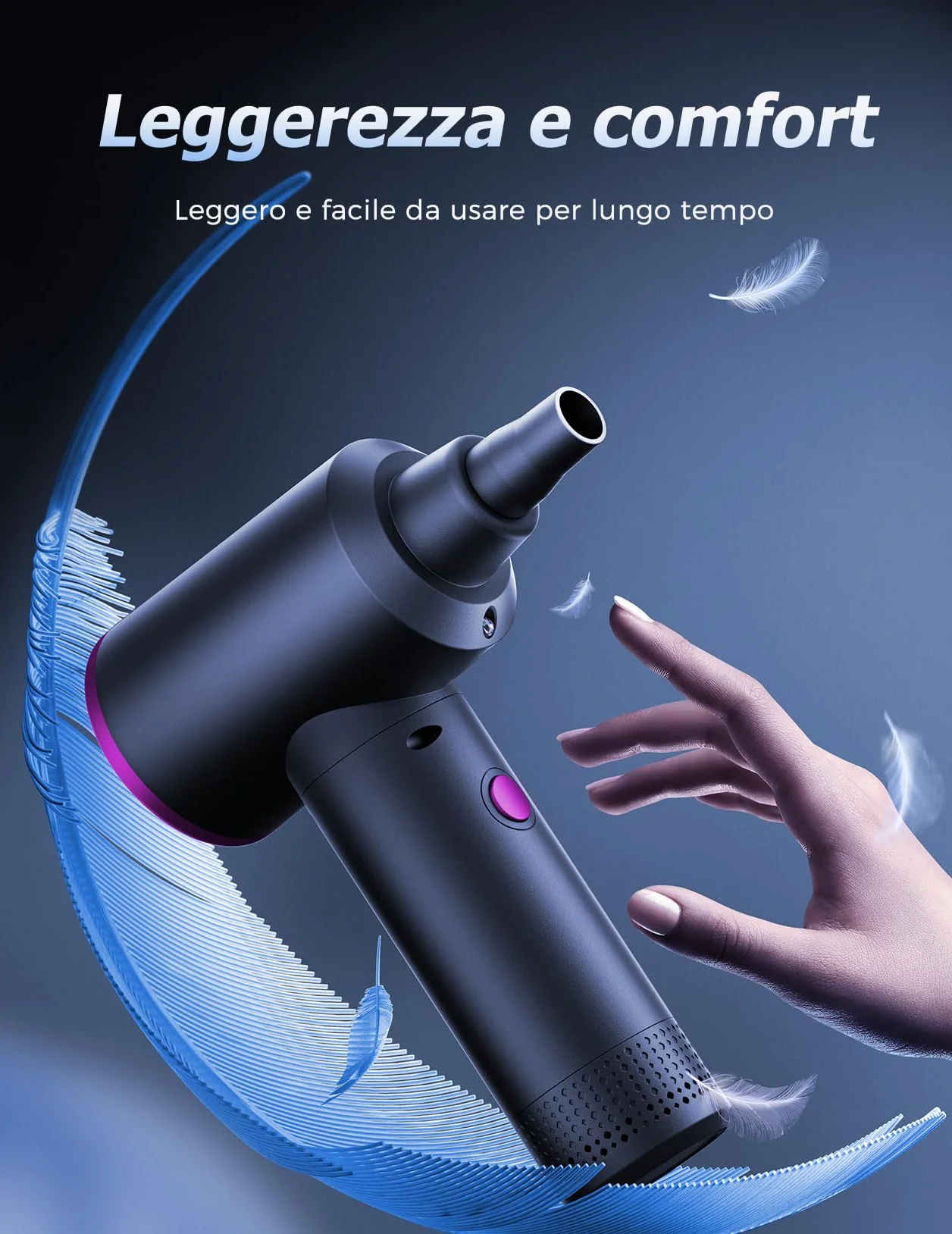 Soffiatore ad Aria Compressa - 100.000 Giri/Min Aria Compressa Spray con Batteria da 9000 mAh, Aria Compressa Elettrico a 3 Velocità con luce LED per la Pulizia del PC, Divano, Tastiera, Auto
