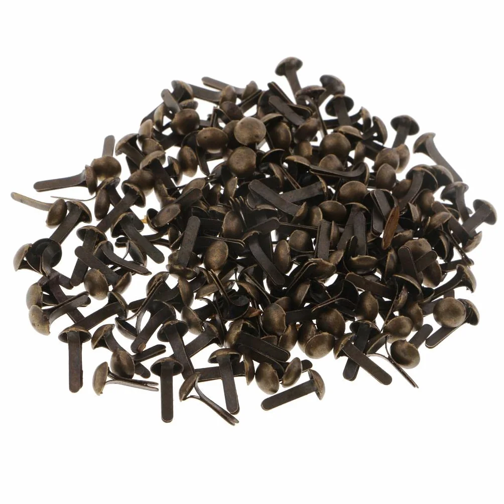Confezione 200 Mini Fermacampioni a Testa Rotonda 4,5x8 mm Bronzo Anticato