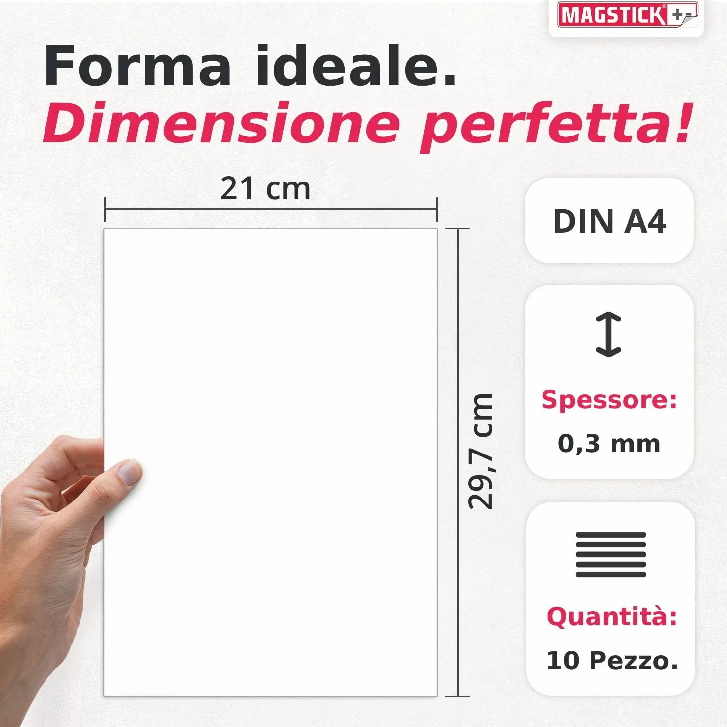 Set 10 carte magnetiche bianco DIN A4 retro magnetico stampabile getto d'inchiostro mag220