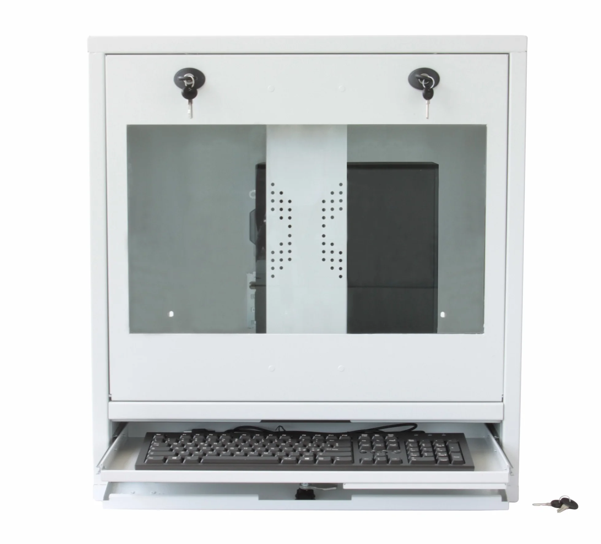 Techly Professional 104899 Armadio di Sicurezza per PC, Monitor LCD e Tastiera Bianco Bianco