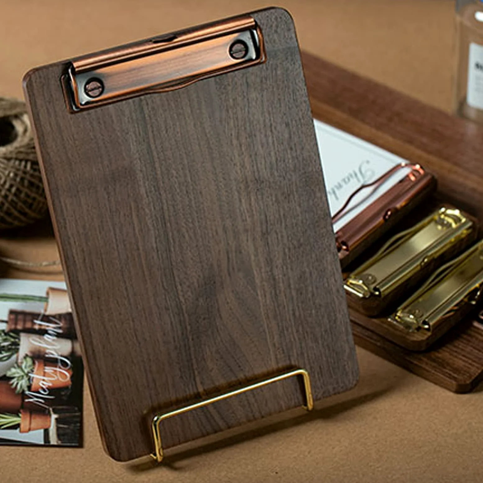 Portablocco Black Walnut Appunti con Clip in Metallo Clip Data Organizzazione Cartella Scrittura Board Bill Cartella Binder per Home, Ristorante, Affari (2 Confezioni) Clipboard Portablocco