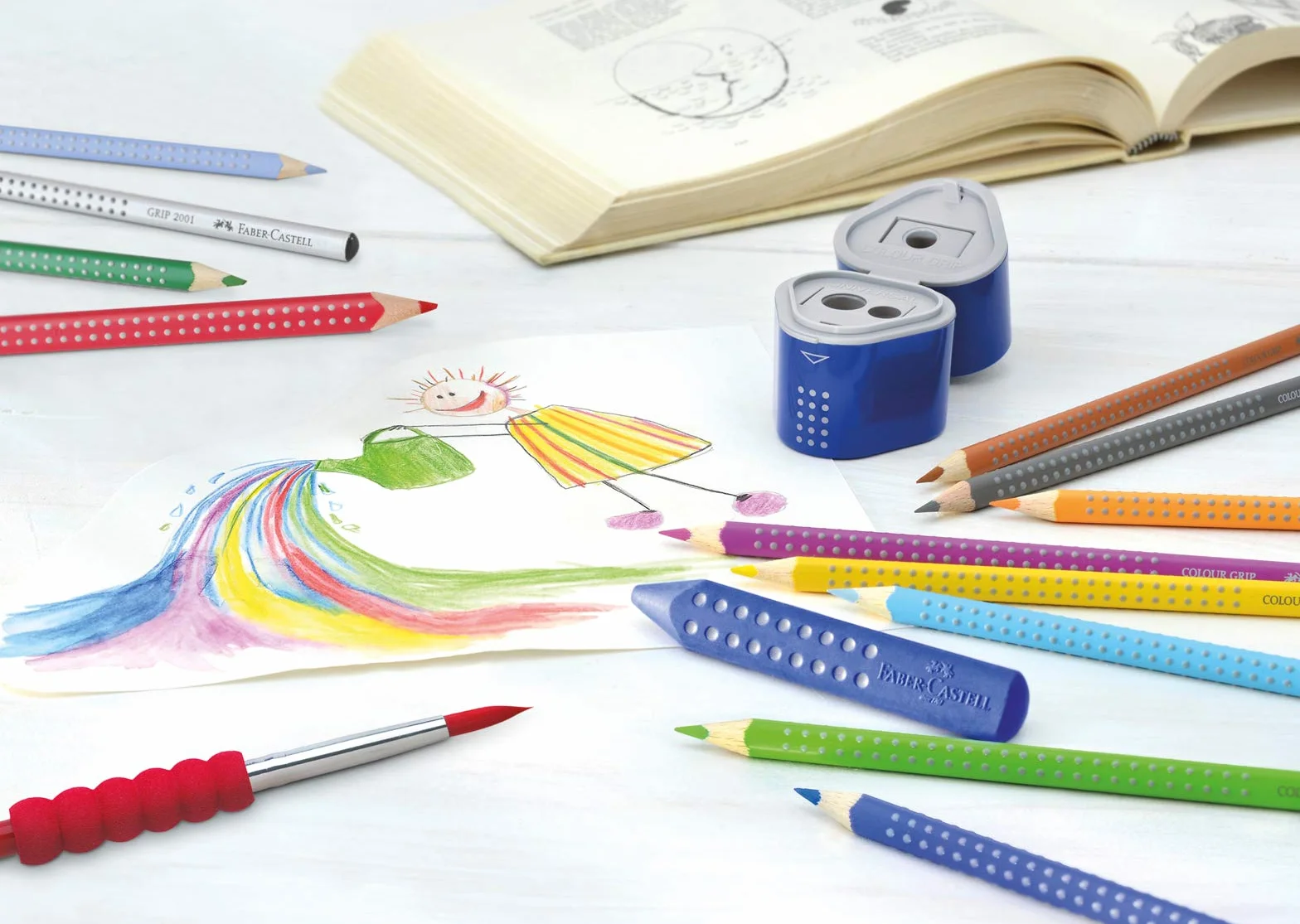 FABER-CASTELL Set di matite colorate triangolari 24 pezzi resistenti alla rottura incl. 4 neon e 2