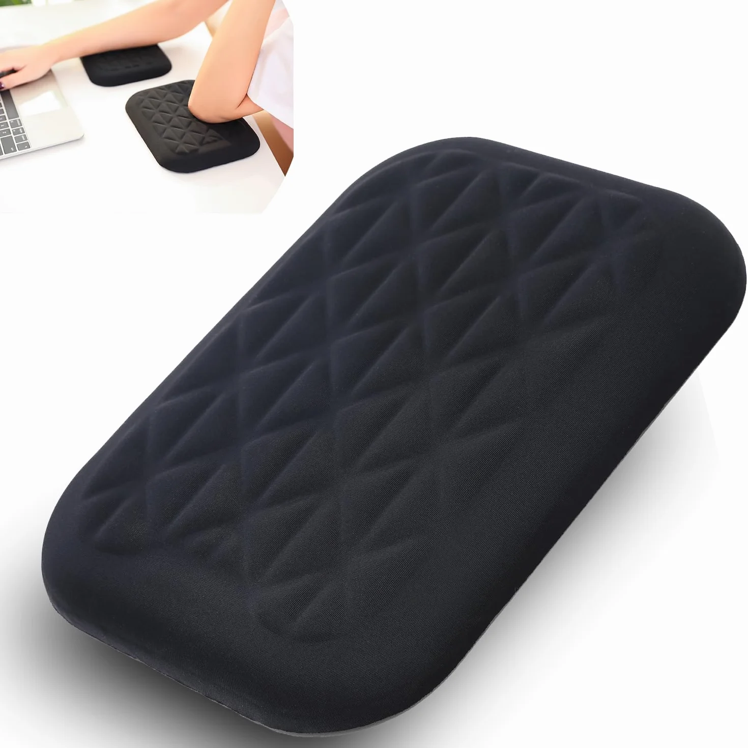 LargeLeaf Cuscino ergonomico con Memory Foam per poggiapolsi e gomiti, Nero, 20x14cm
