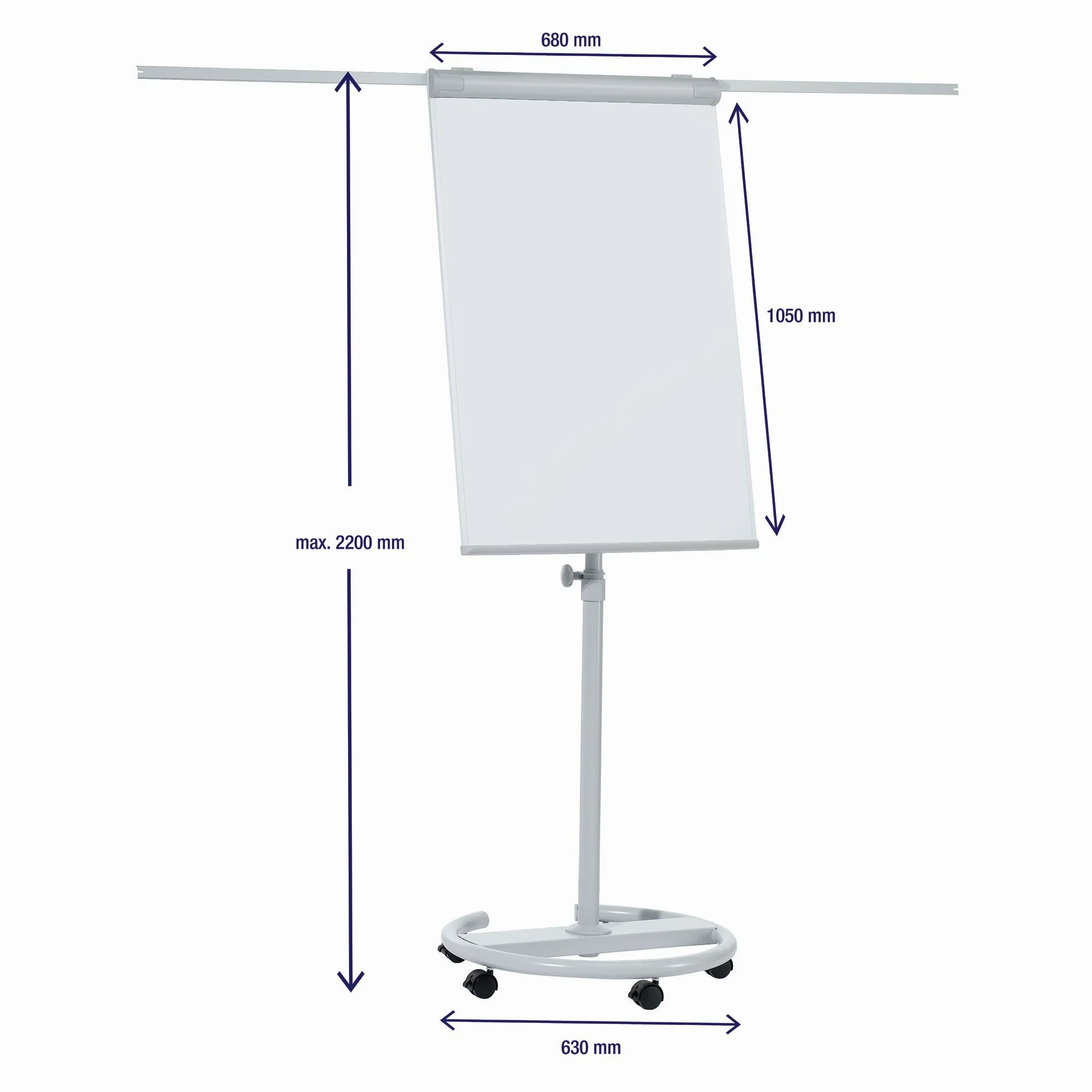 Franken F2400/N - Lavagna portablocco mobile, diametro 65 cm, 17,5 kg, 68 x 105 cm, colore: grigio chiaro
