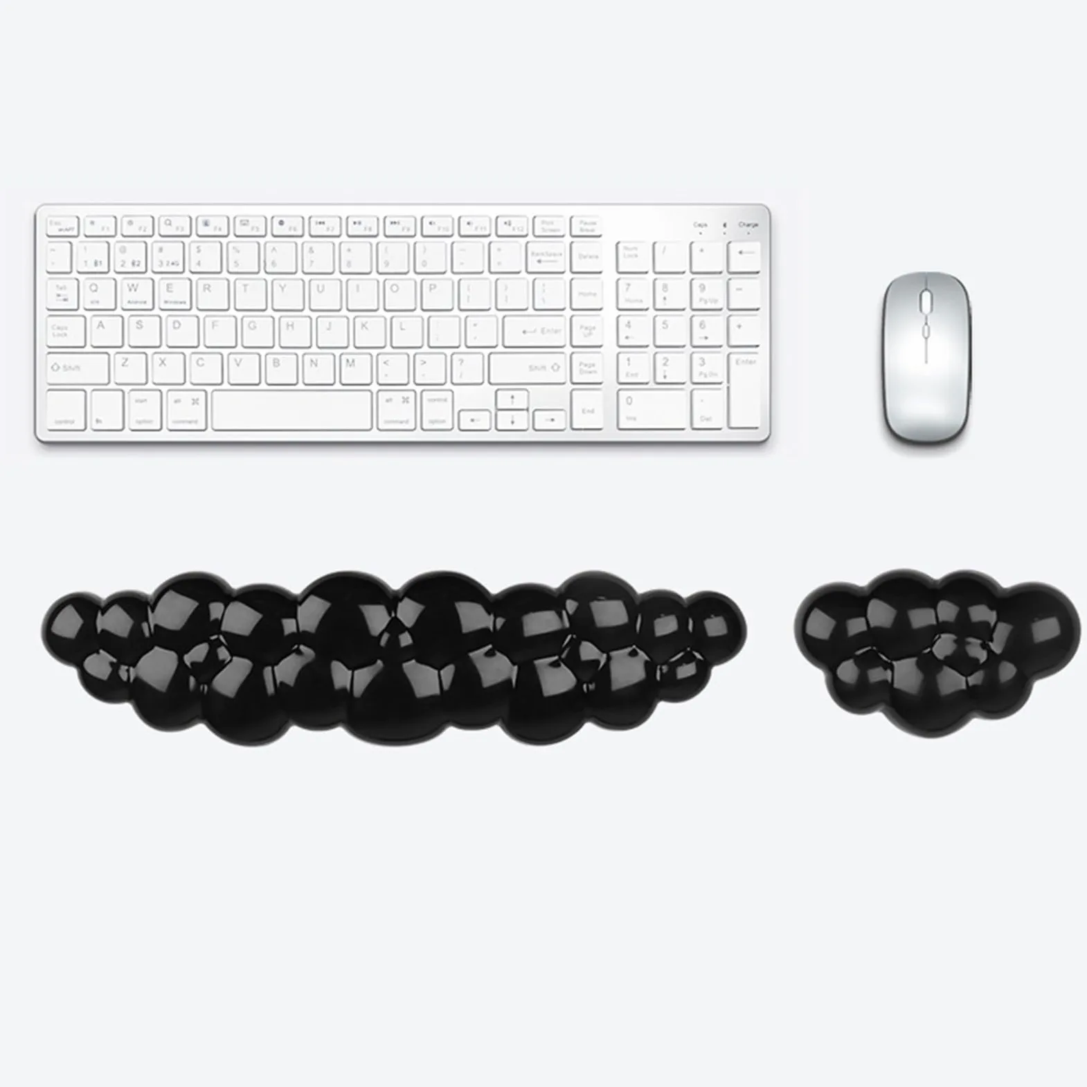 Set da polso ergonomico con motivo a nuvole, per computer e tastiera in morbido silicone, con texture flussi d'aria