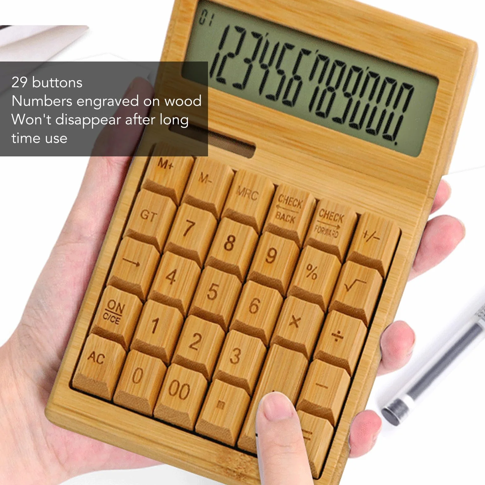 Jectse Calcolatrice da Tavolo, Calcolatrice Solare a 12 Cifre e Alimentata a Batteria con Ampio Display LCD Calcolatrice da Tavolo Portatile, Funzione Standard per Ufficio, Casa,