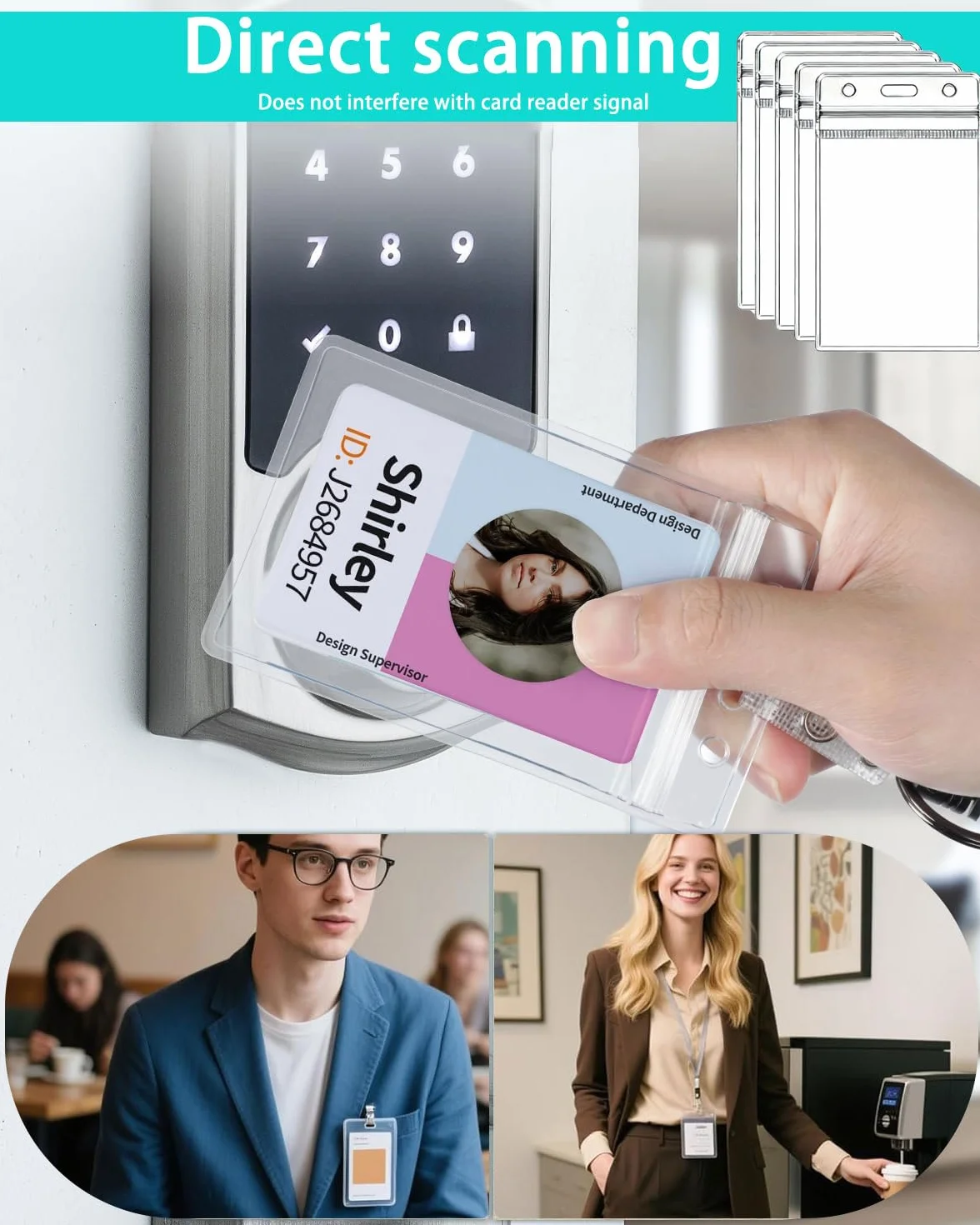 DAFNE 8 Pezzi Porta Badge Verticale in Plastica Impermeabile Custodia Trasparente per Tessere Identificazione