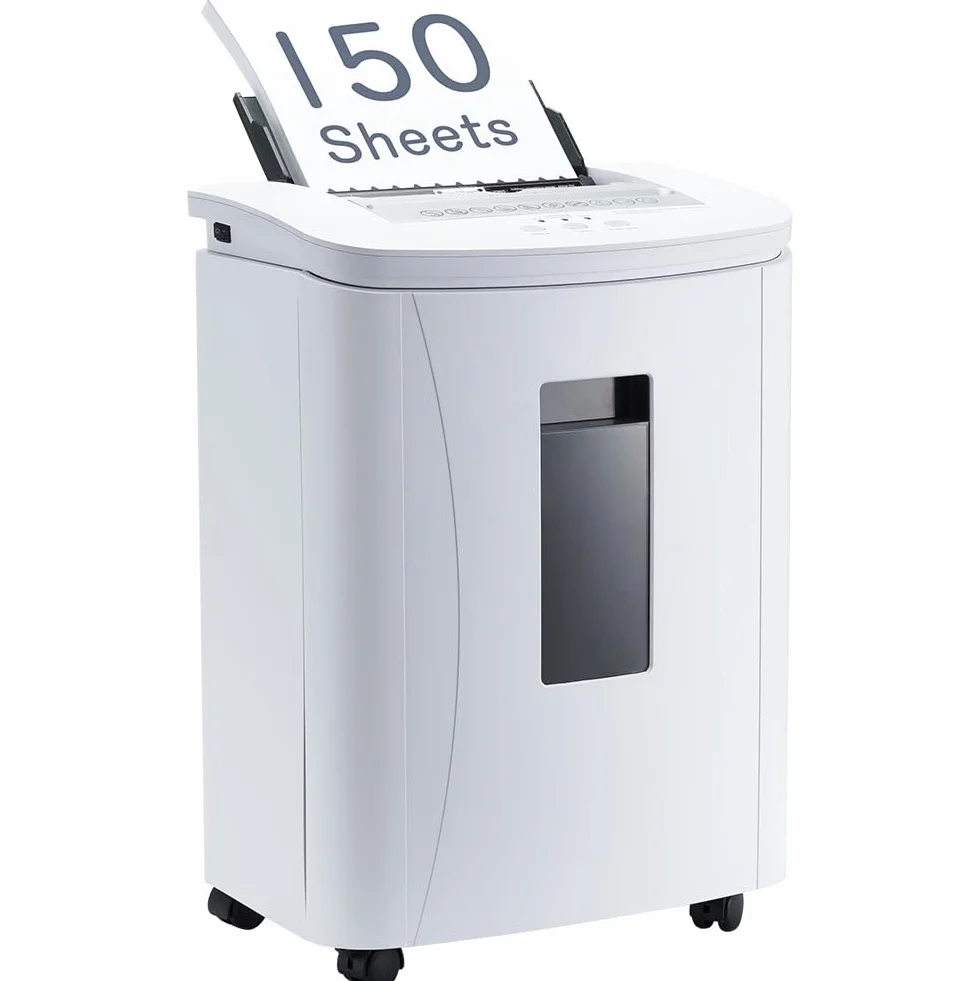 Tritacarte Distruggi Documenti Ufficio: 150 Fogli Capacità 25L Basso Rumore <60dB Protezione Sicuro e Silenzioso Surriscaldamento Carta Carta Credito Casa Scuola Cliniche Studi Legali
