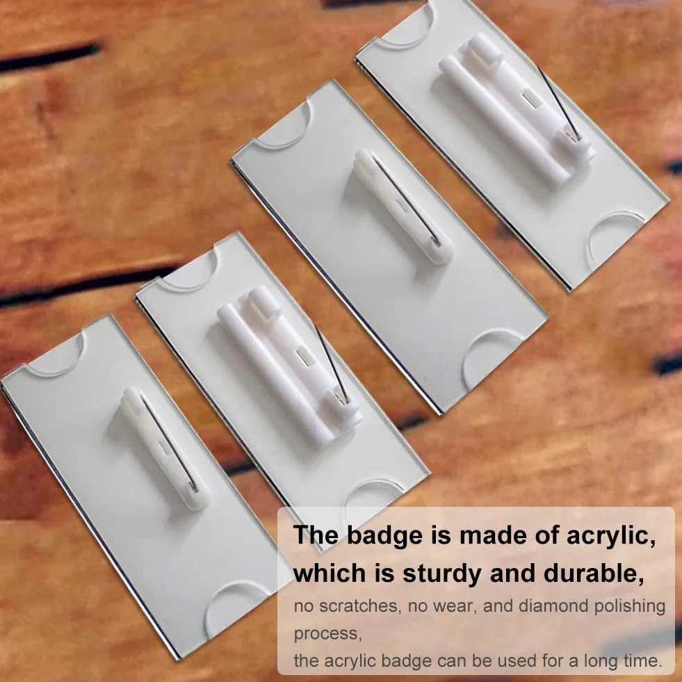 Portanome Trasparente con Spilla 4 Pezzi per Scuole Eventi Badge
