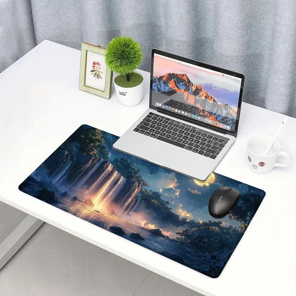 Tappetino Mouse Gaming xxl Accessori Scrivania Ufficio Nero Cielo stellato Grande Tappetino Mouse e Tastiera Sottomano da Scrivania 1200x600x3mm Base Antiscivolo, per PC Laptop Studio Casa d-486