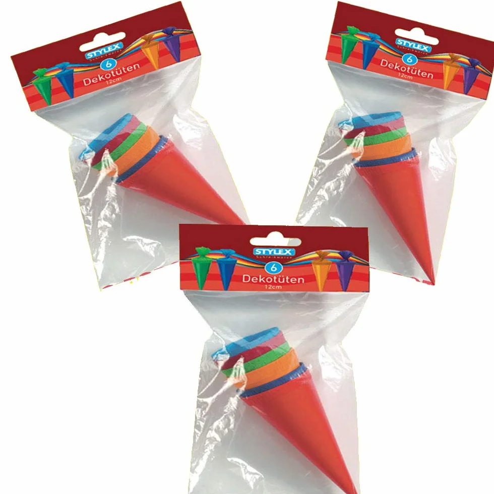 Coni Scuola Decorativi 12cm, 18 Pezzi (3 x 6)