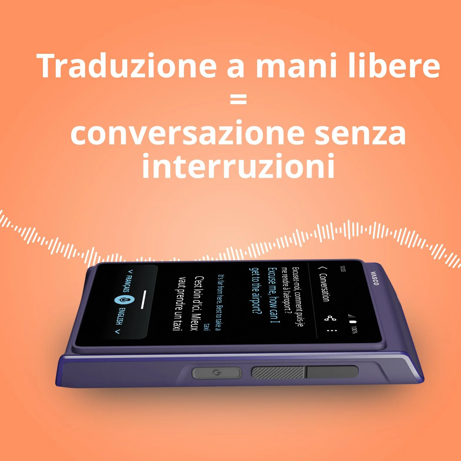 Vasco Translator Q1 | Traduttore simultaneo con clonazione vocale IA | 113 Lingue | Internet gratuito a vita in quasi 200 paesi | Mystic Plum