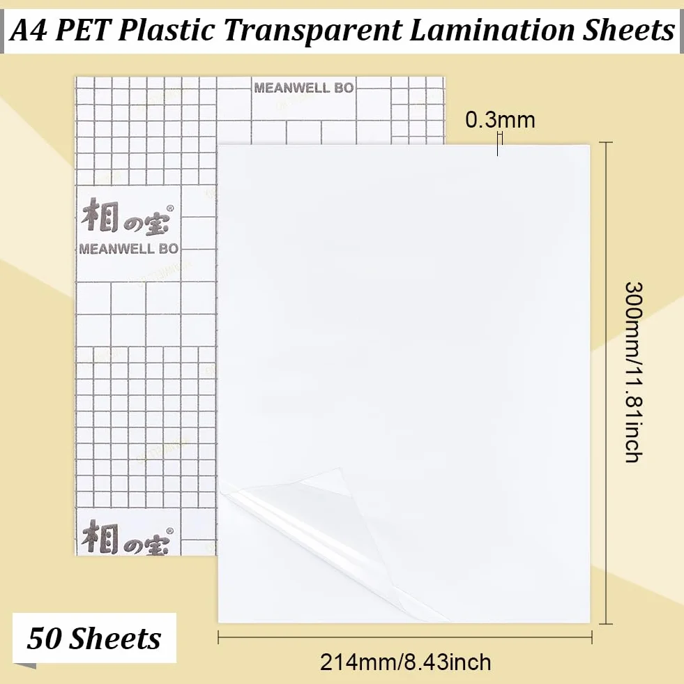 BENECREAT 50 Fogli A4 Fogli di Plastificazione PET Opaca Autoadesiva Impermeabile 300x214 mm