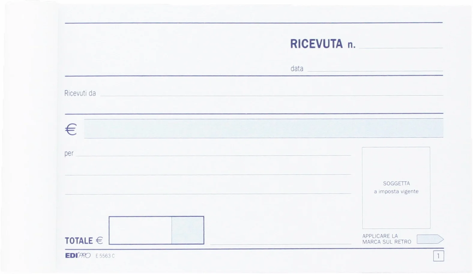 EDIPRO E5563C Blocco ricevuta generica 50x2 9,9x17 autoricalcante