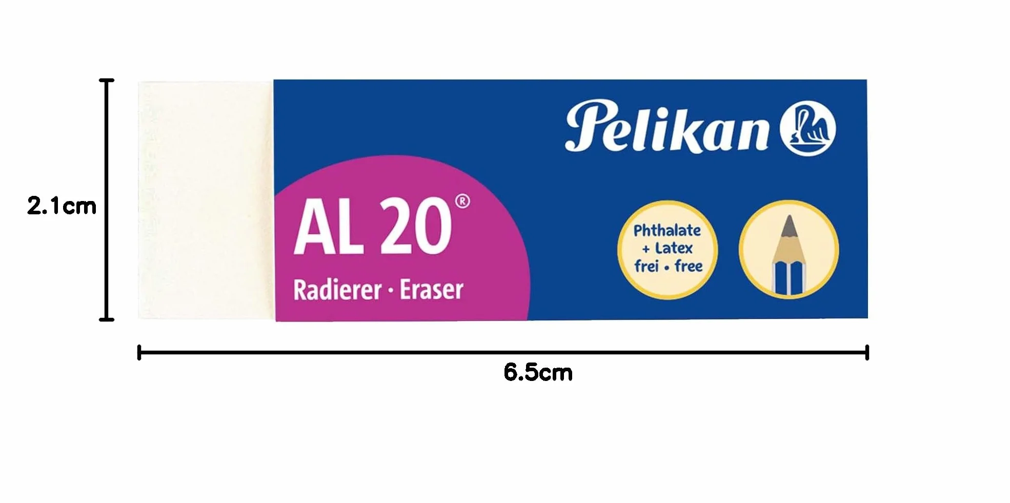 Pelikan Gomme da Cancellare AL 20 Bianca 6 Pezzi 65x21x12mm per Matite Grafite