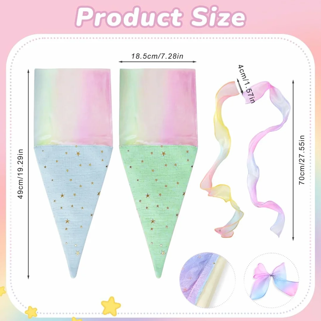 EIHI 2 Pezzi Coni portaconfetti, Coni per Confetti, Sacchetto Regalo per Scuola (Blu + Verde)