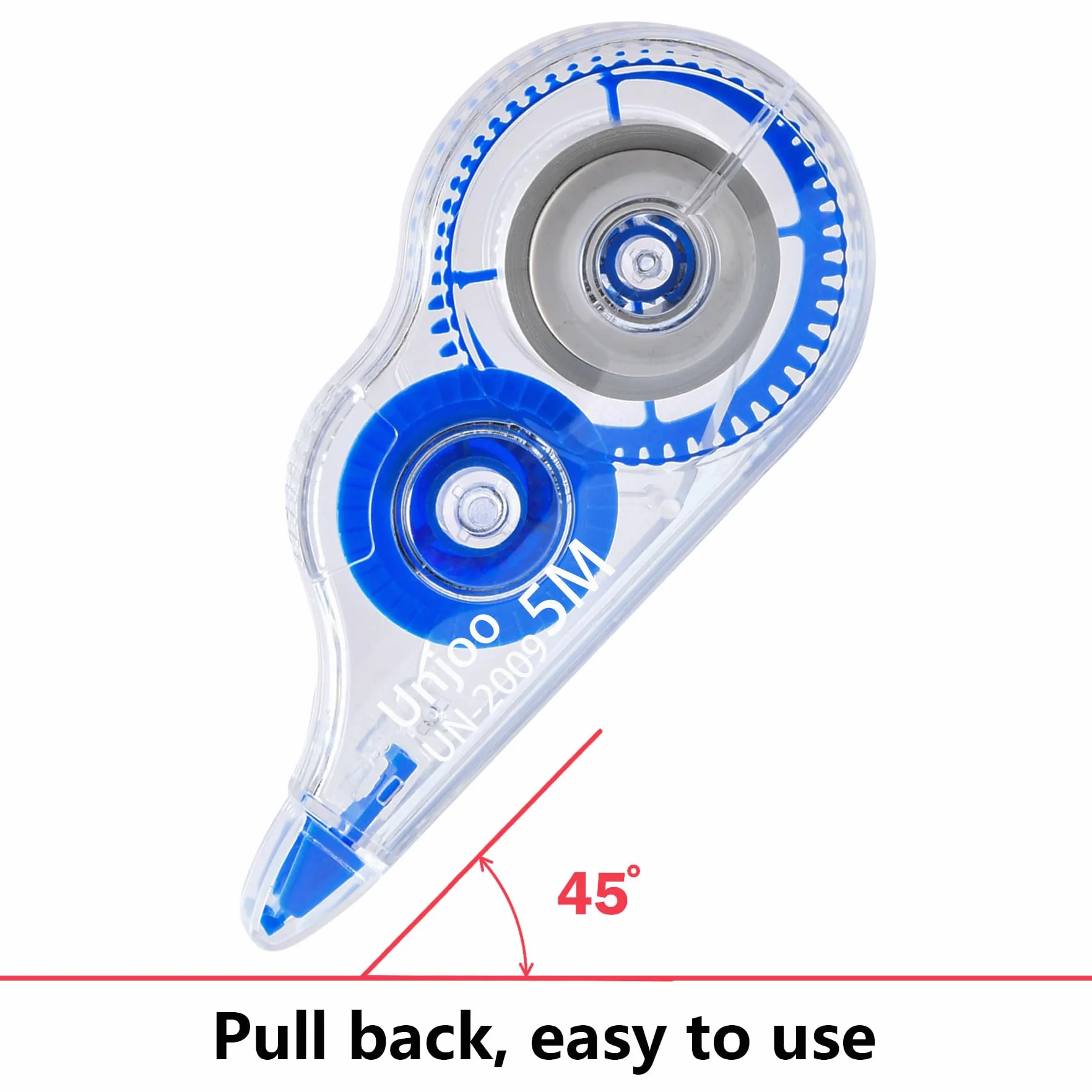 Unjoo Nastro correttore bianco, applicatore facile da usare per correzioni istantanee scrittura errata in qualsiasi momento, per scuola, ufficio (confezione da 12, 5 m, 197,8 x 0,5 cm, blu)