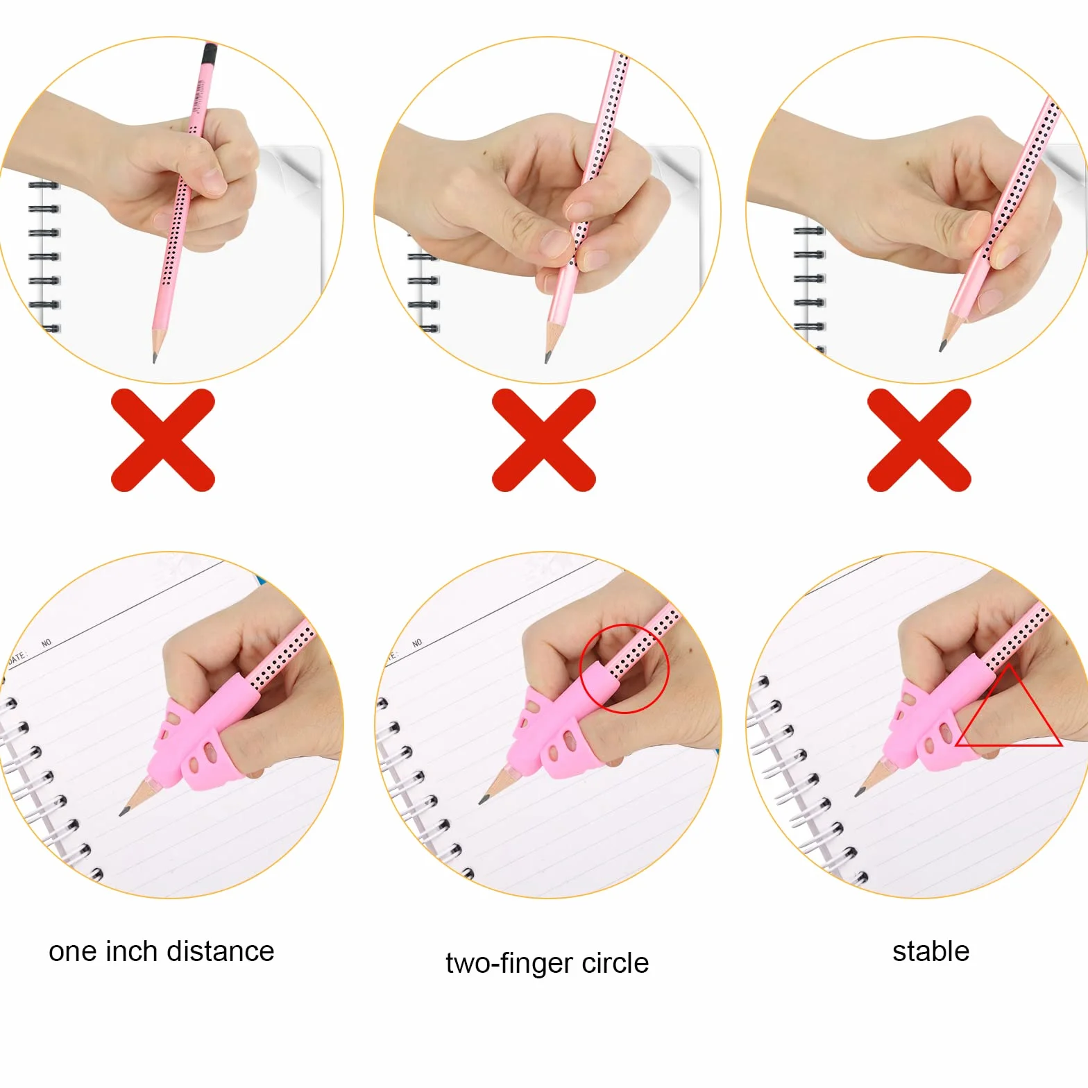 MXTIMWAN 5 Pezzi Aiuto Scrittura per Bambini, Impugnature Matite in Silicone, Correzione Postura Scrittura