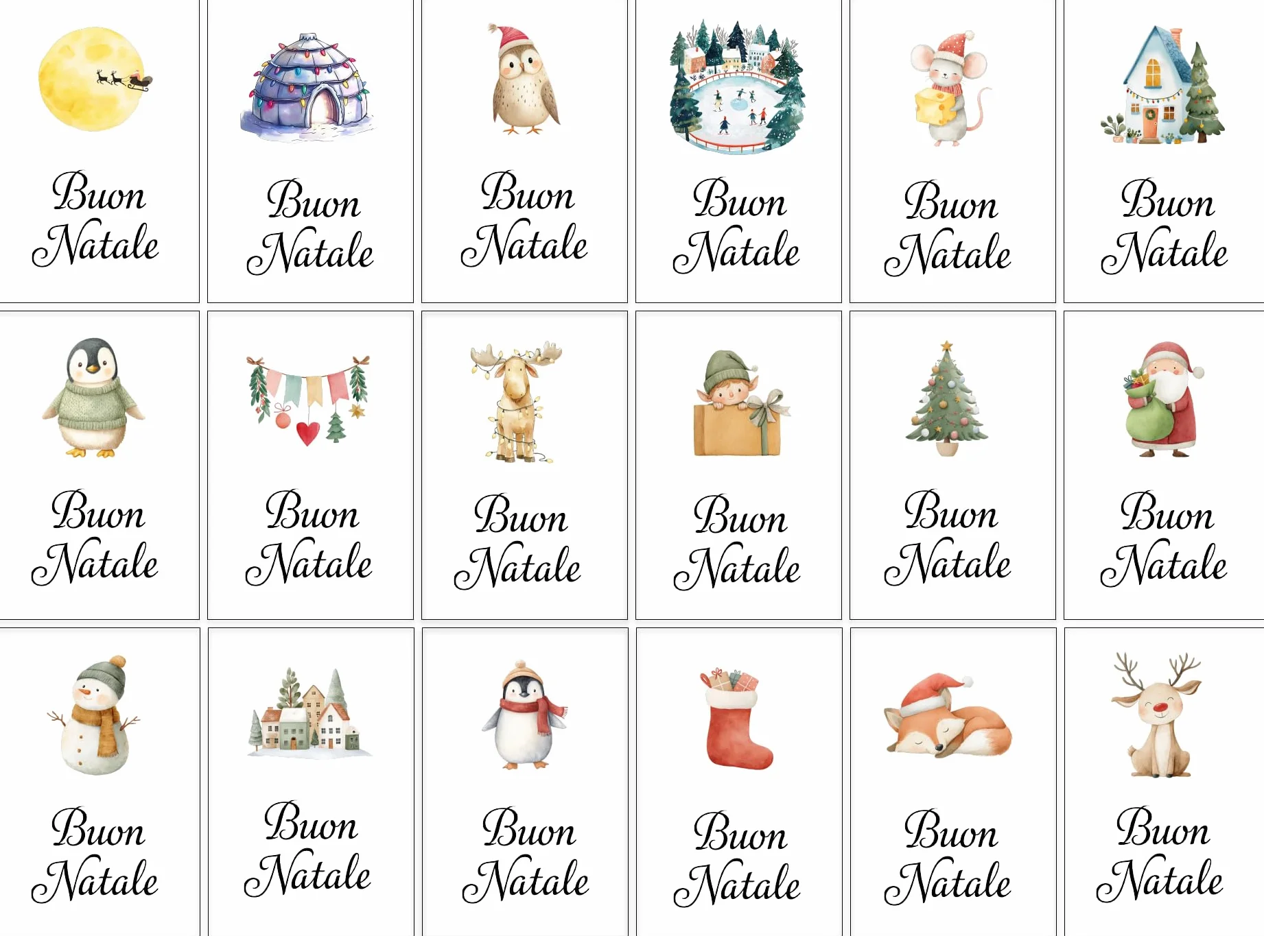 Biglietti di Natale in Italiano A6 con Buste Bianche – Set di 30 per Auguri Festivi