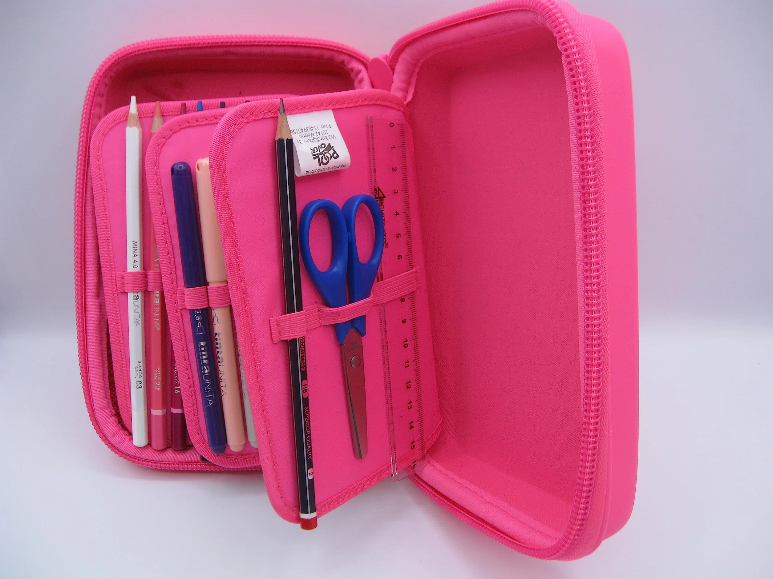 Astuccio Tinta Untia ONE TIME Completo a 3 scomparti 1 zip (Fucsia Fluo)