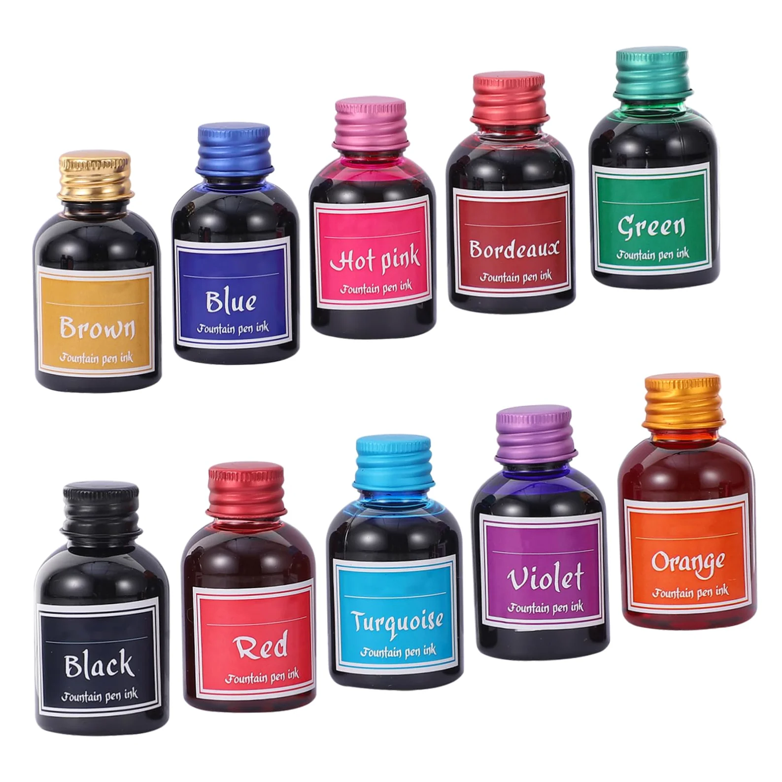 jojofuny Inchiostro per Penna Stilografica 10 Bottiglie Inchiostro Non Carbonioso a Rapida Asciugatura per Scrittura e Calligrafia, Fluido e Non Intasante, per Ufficio e Occasioni Speciali
