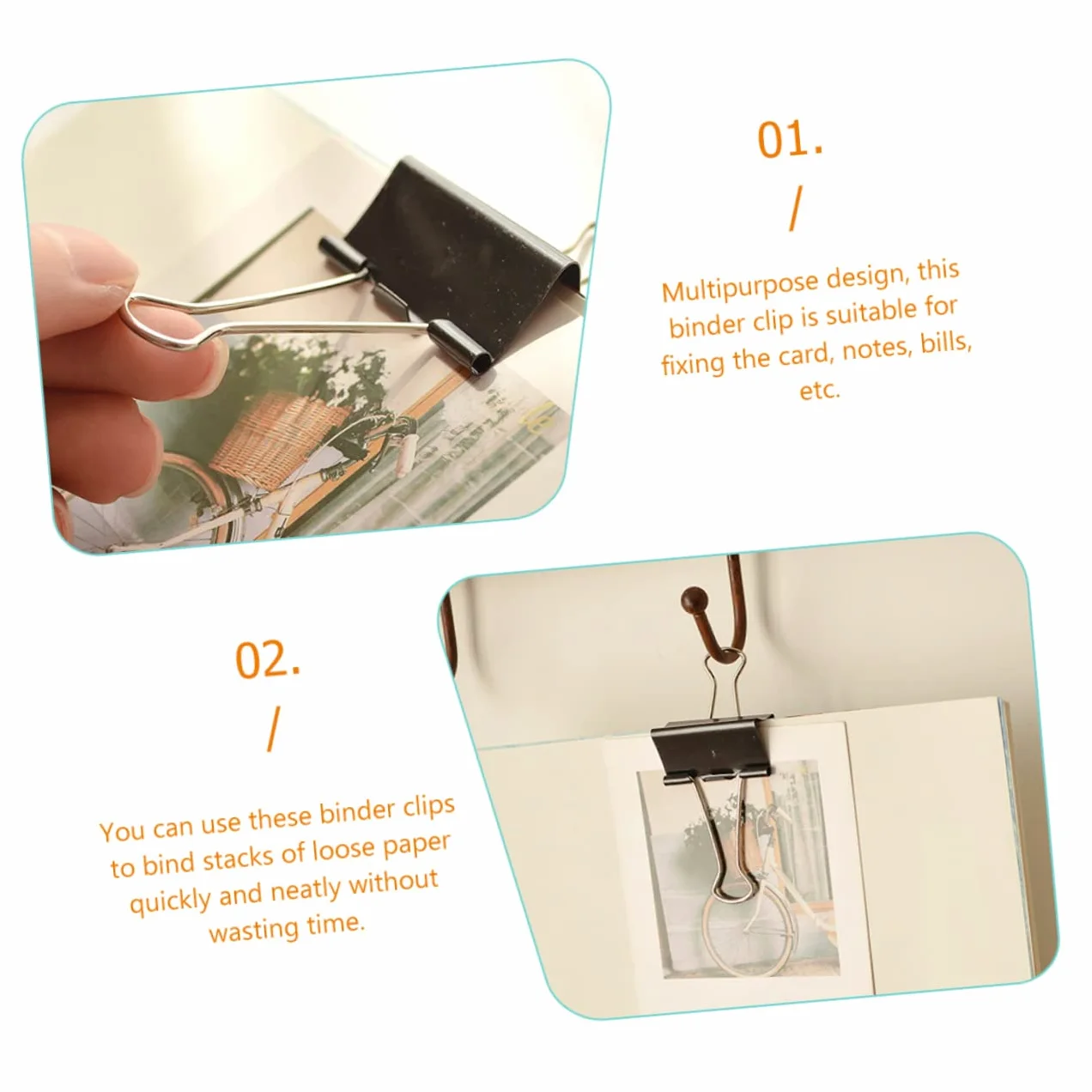 Binder Clips For Paper 51mm Neri in Ferro 36 Pezzi | School Supplies, Paper Clamps per Documenti, Decorazioni Scuola per Aula e Ufficio