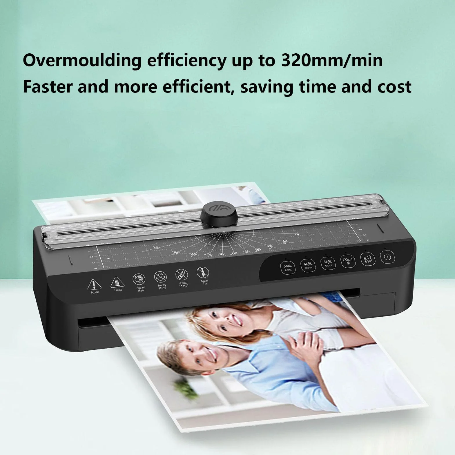 Plastificatrice A4, con Pulsante ABS One Touch, Pulsanti Touch All'avanguardia, velocità 320 Mm/min, Compatibile con Formati A4 a 3 Pollici, Accessori Plastificatrice (Spina