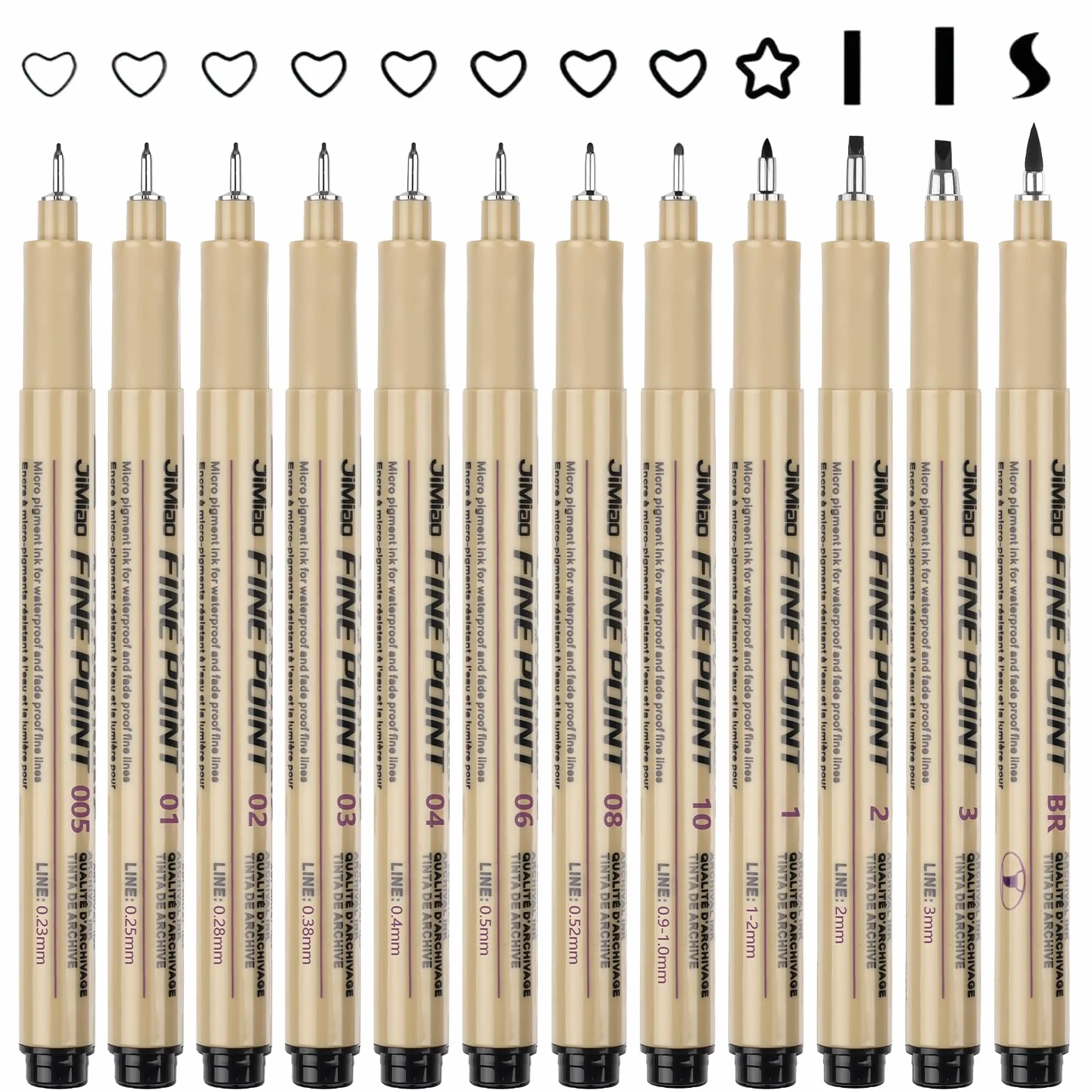 Svalor Penne a punta fine Micron 12 pezzi Nere diverse larghezze di linea per disegno illustrazione