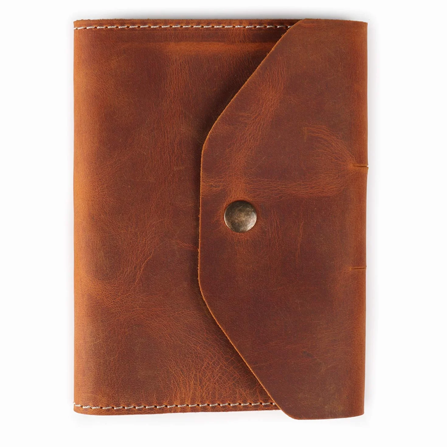 MegaGear Londo Portfolio in Vera Pelle con Blocco Note e Chiusura a Scatto, per Affari, Ufficio e Viaggi – Cartella Elegante e Funzionale in Pelle di Alta Qualità (Camel, S)