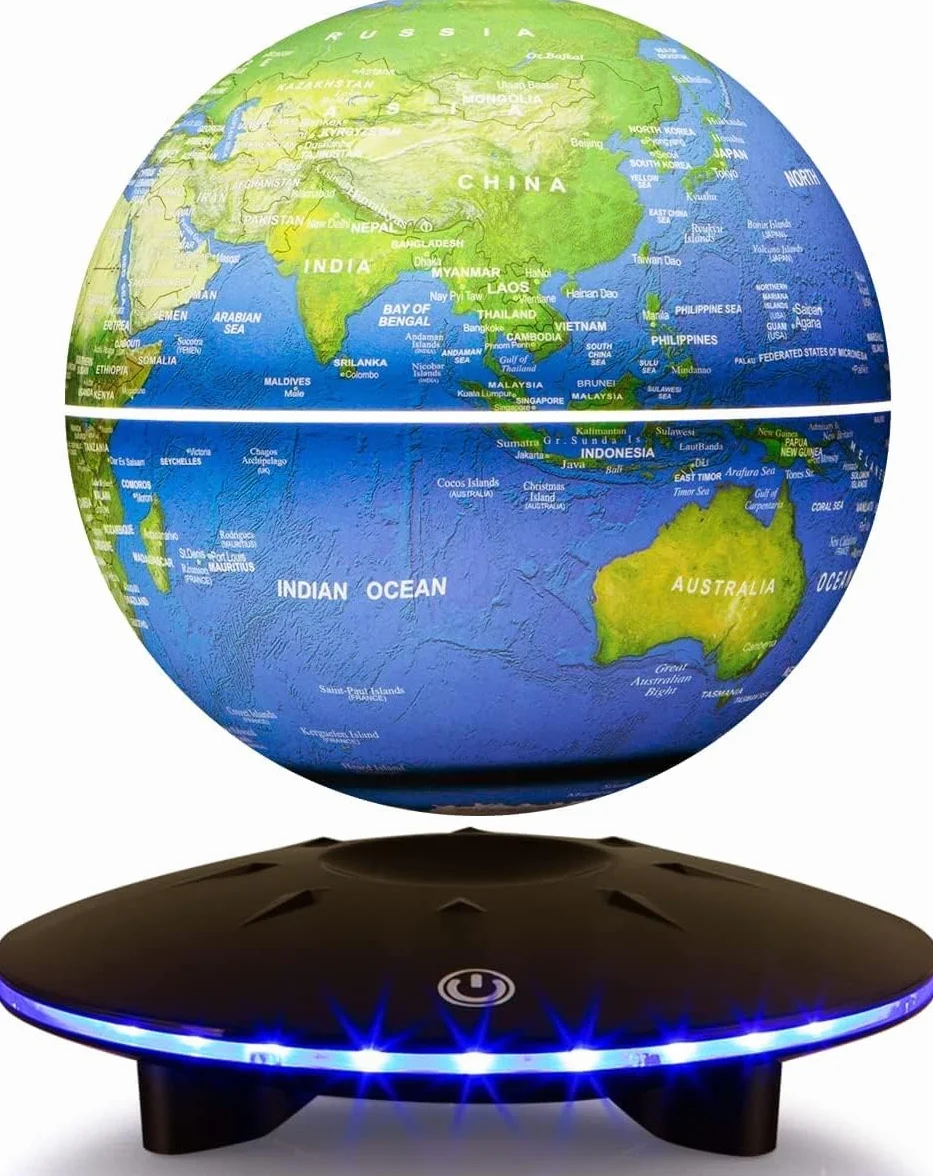 Globo a levitazione magnetica, lampada a globo levitante con mappa del mondo fluttuante e rotante nell'aria, per decorazione ufficio, regali di Natale, decorazione per la casa (luce bianca)
