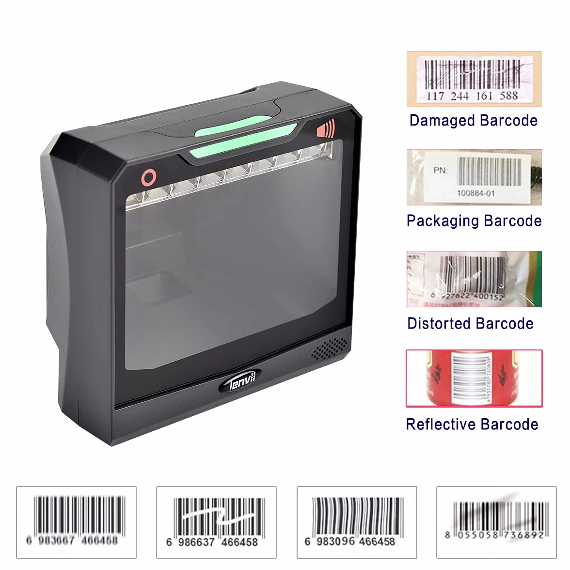 LENVII Lettore Codice a Barre Desktop,1D 2D QR Code Scanner Auto Tavolo Mani Libere,lettore barcode scanner Supporta Linux/Mac/Windows, per Negozi, Supermercati, Distributore Automatico QR Reader