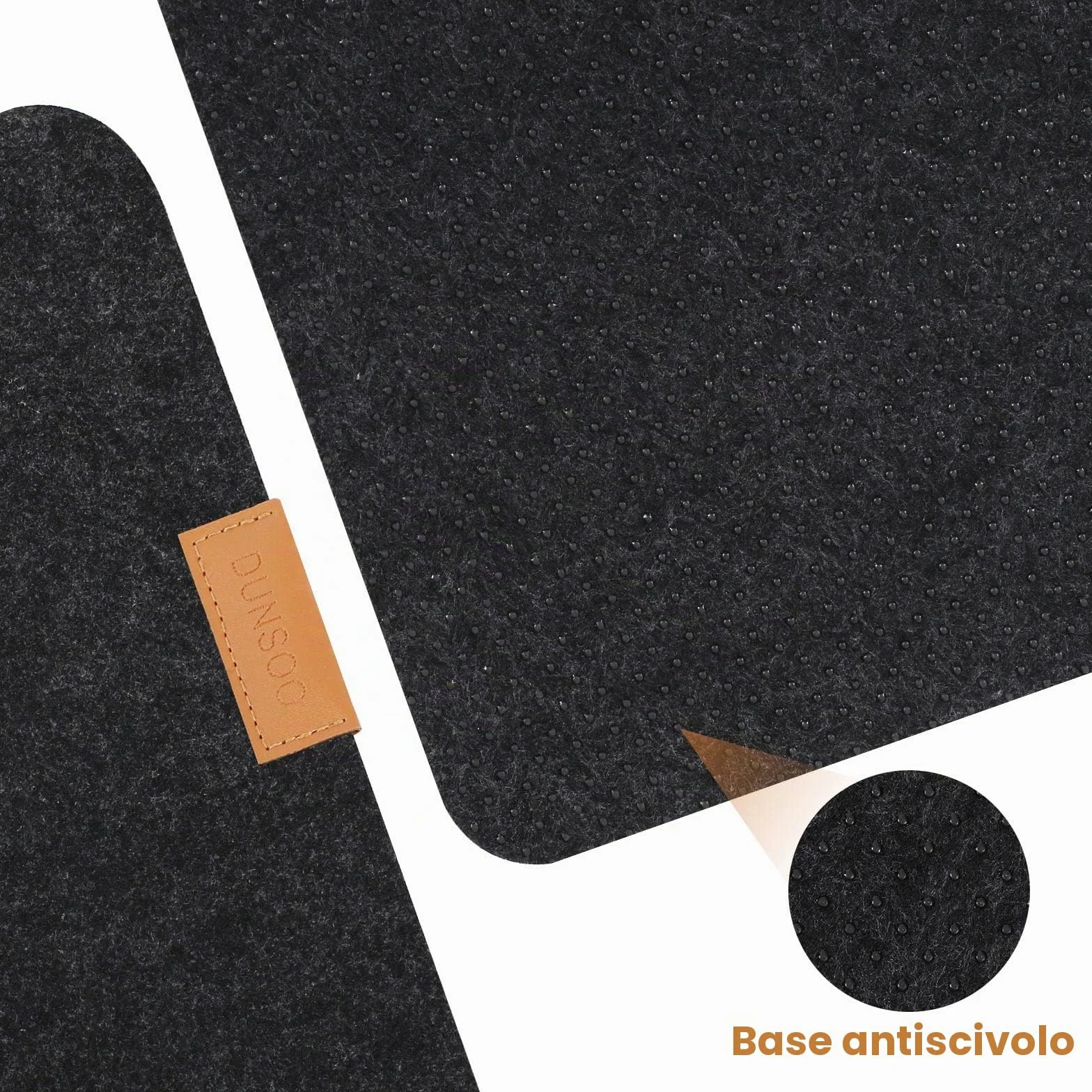 Tappetino Scrivania Feltro 100x40cm Antiscivolo Grigio Scuro