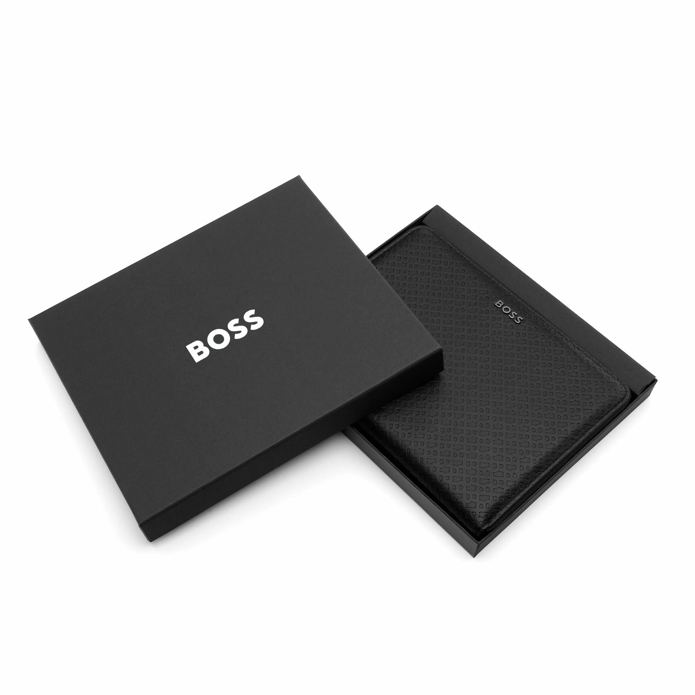 Hugo Boss Cartelletta A5 Pelle Monogram Zip Nero