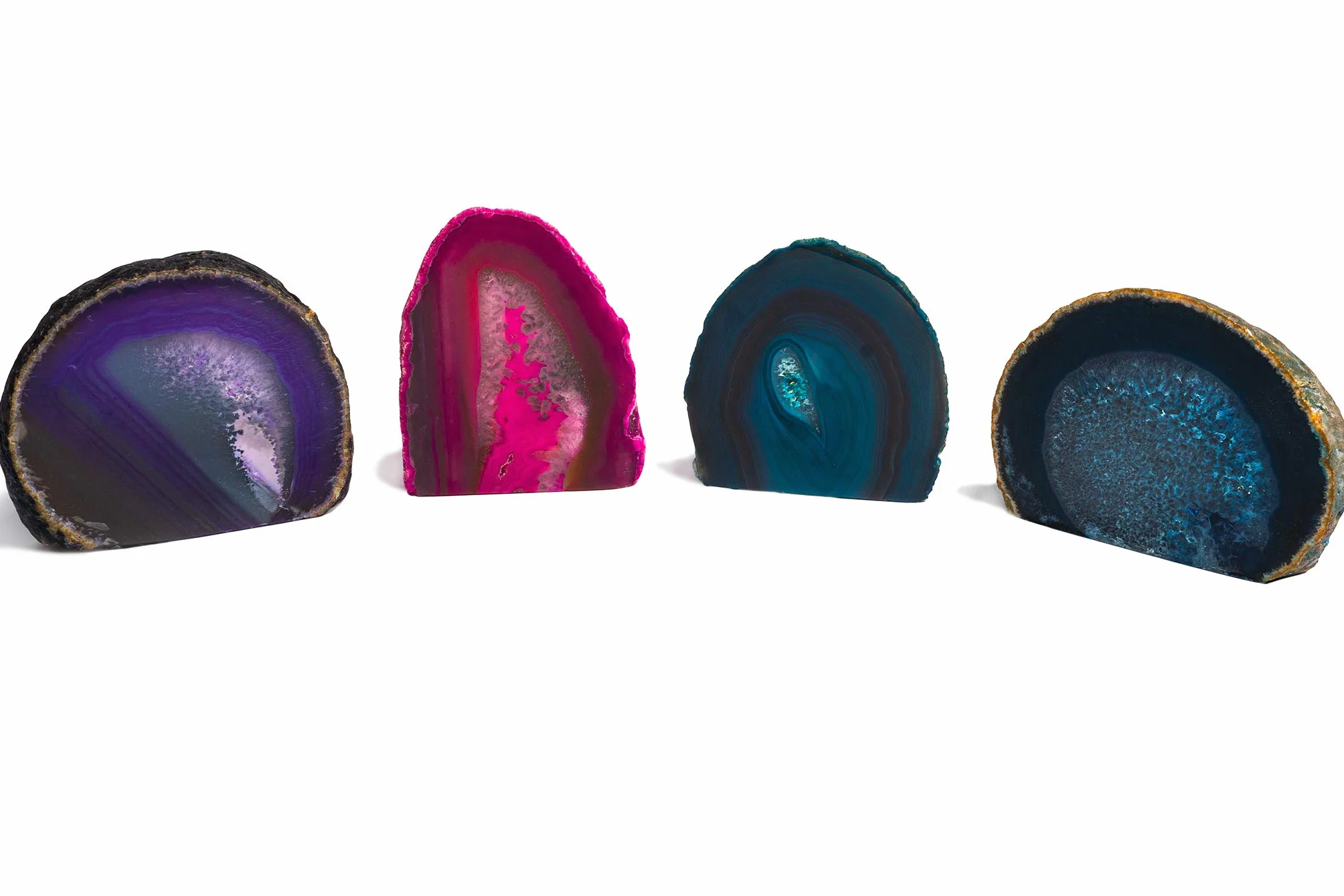 Ornamenti in vera agata brasiliana, in confezione regalo, colori misti, set di 4