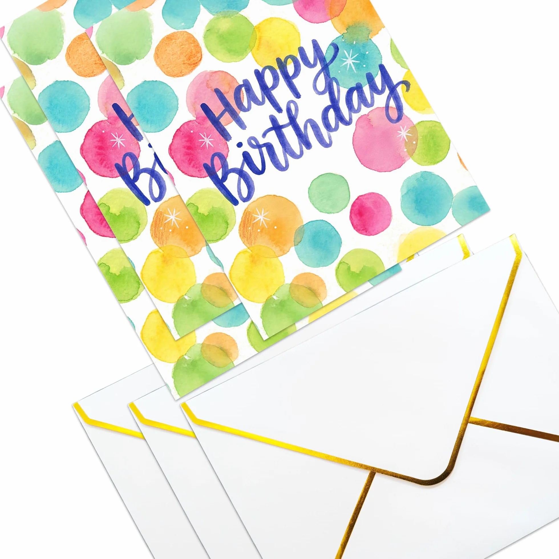 Set di 3 biglietti di compleanno premium - Design semplici e colorati con buste bianche dorate
