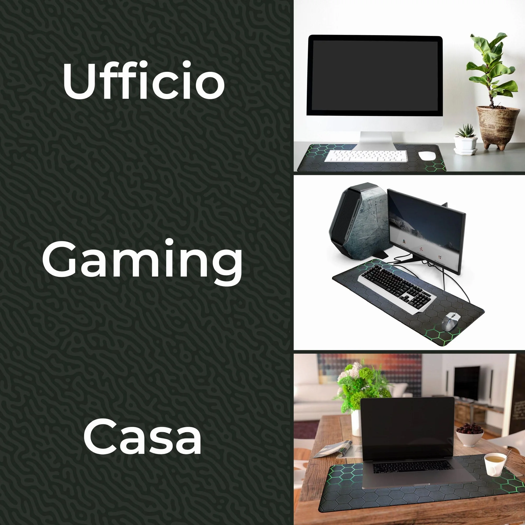 Tappetino Mouse XXL Gaming 80x30 cm Verde