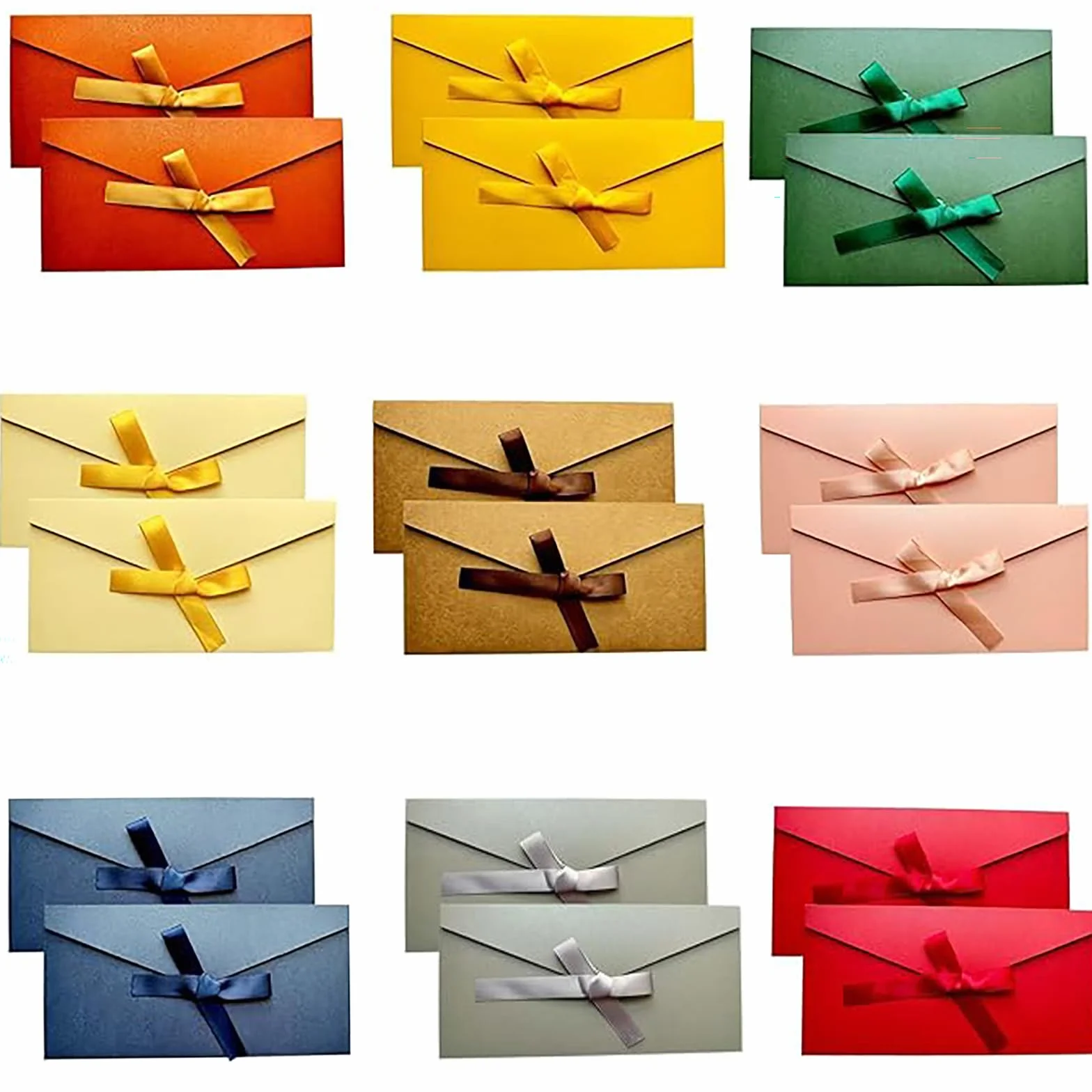 Buste in carta kraft colorate stile retrò 9 colori con nastri per lettere regalo Natale