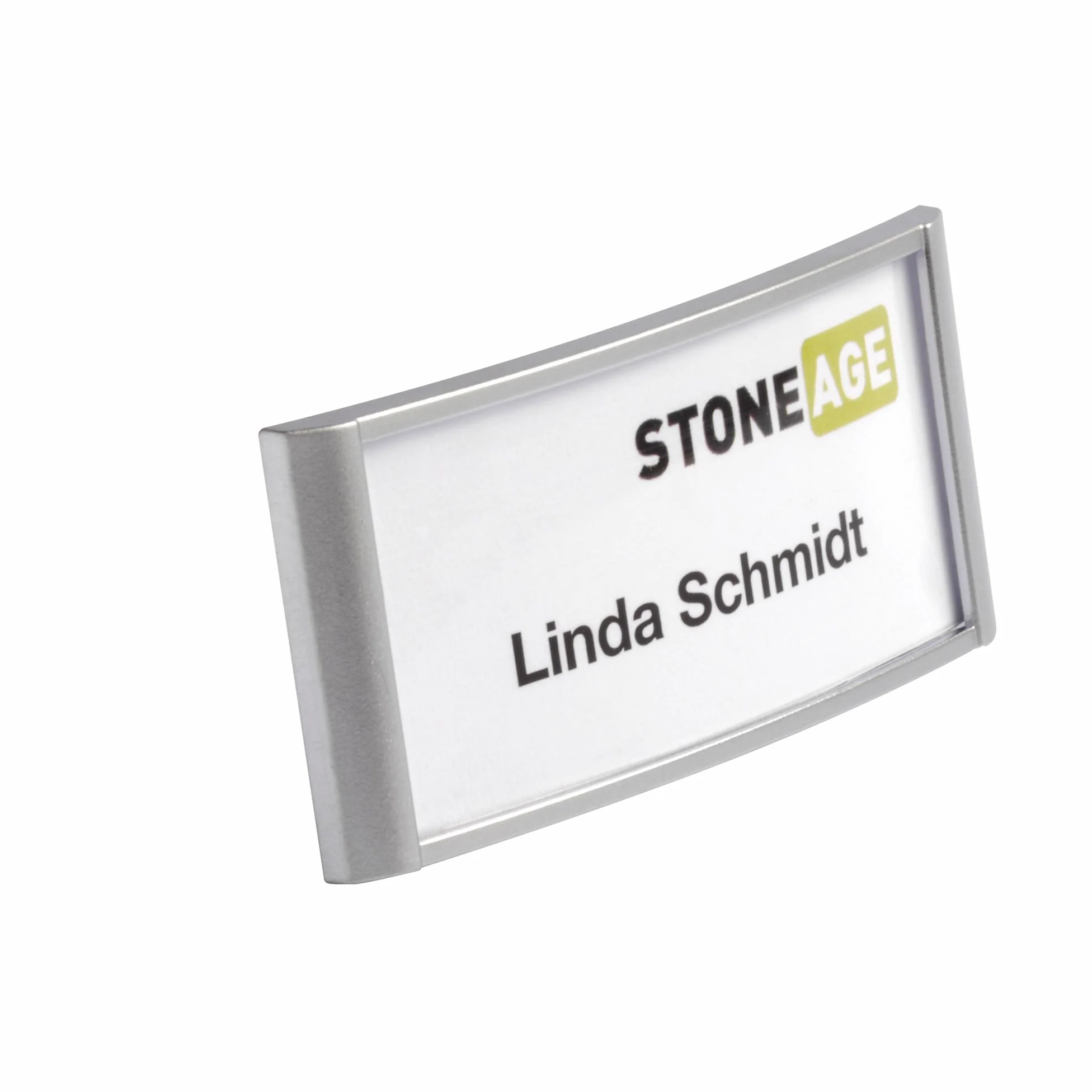 Durable Portanome Classic con magnete, portabadge con cornice effetto alluminio, 34x74 mm, argento metallizzato, conf. 10 pezzi, 854223