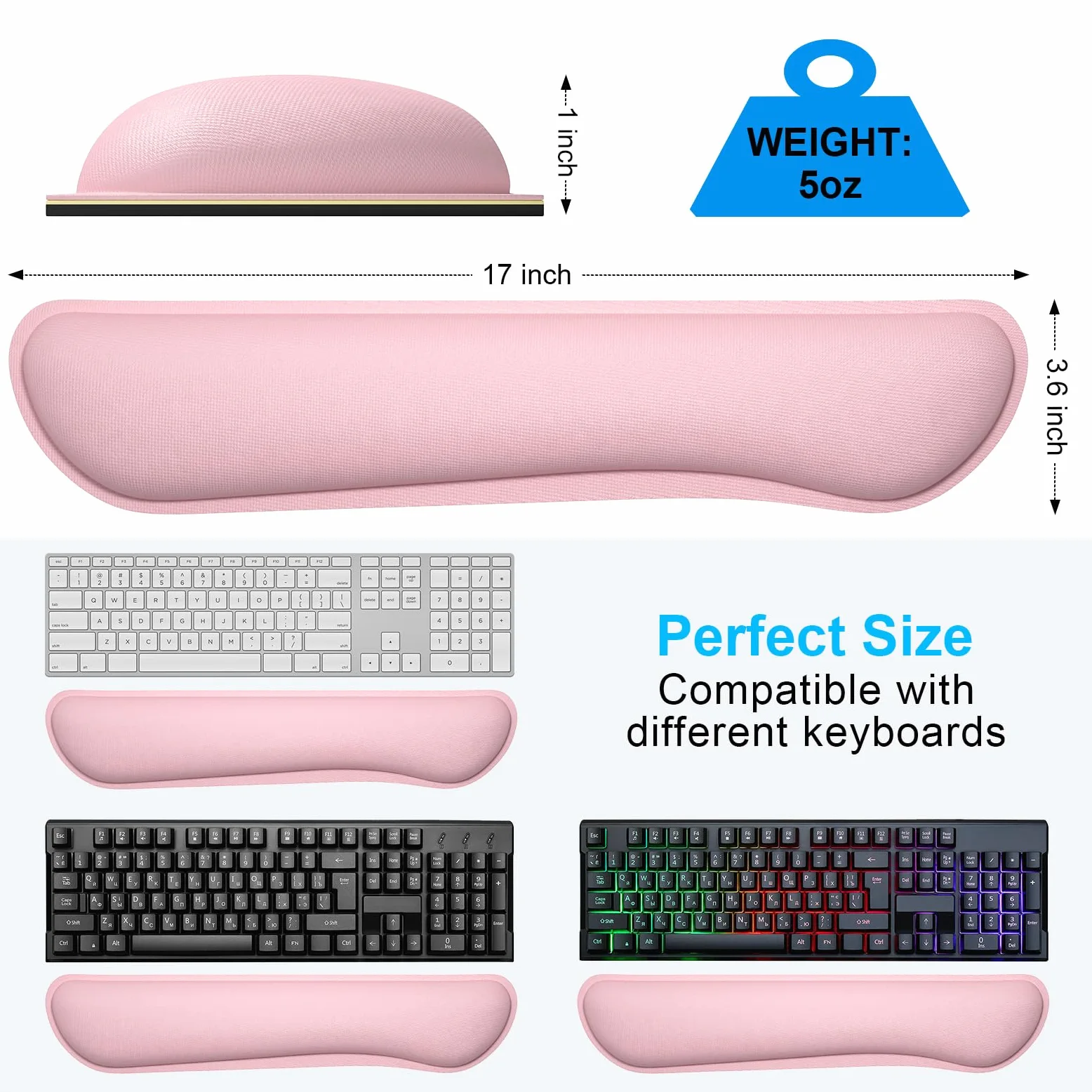 Dapesuom Ingrandisci il poggiapolsi per tastiera, simpatico cuscino da polso in memory foam per computer, tappetino da scrivania per computer, sollievo dal dolore, poggia mouse ergonomico con base