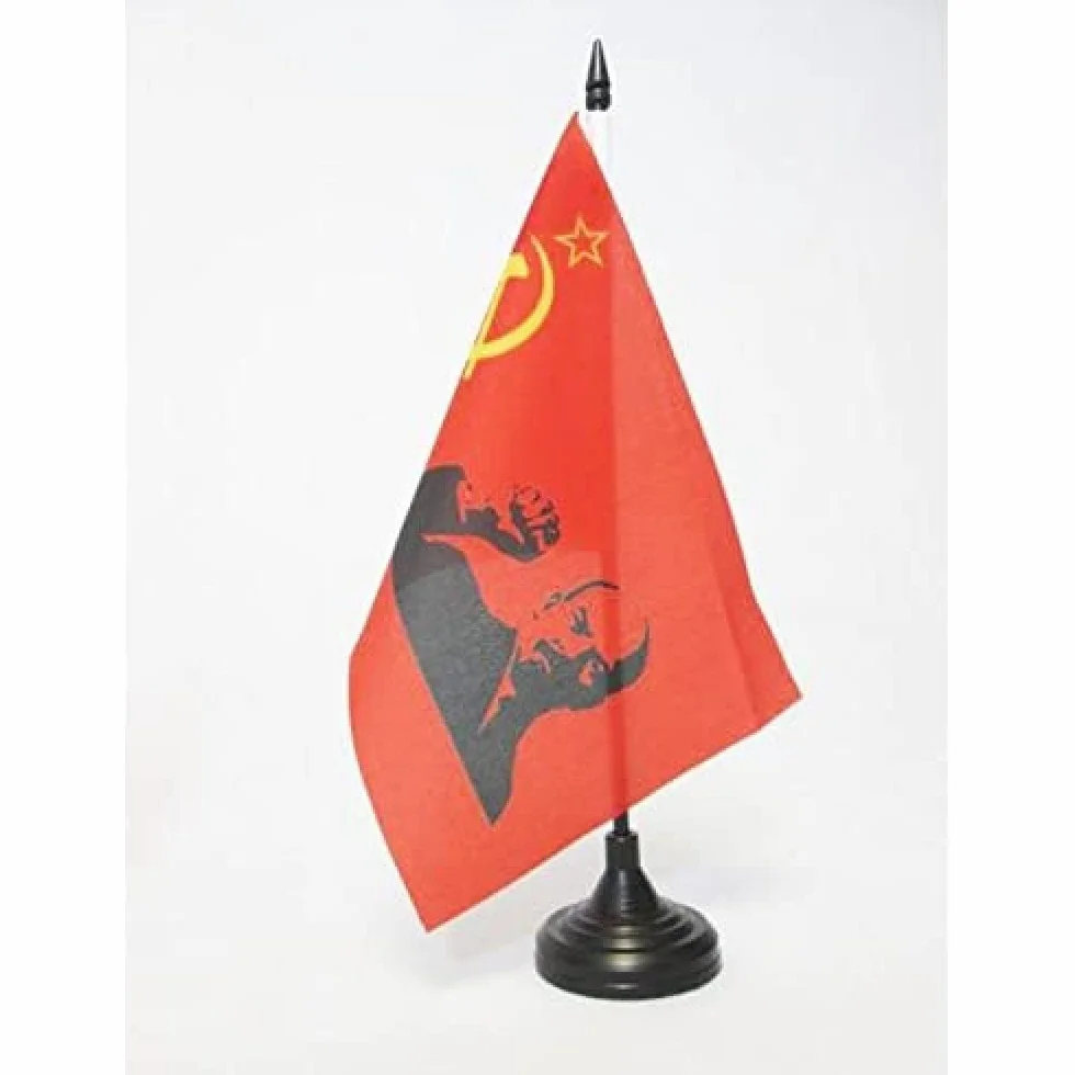 AZ FLAG Bandiera Da Tavolo Urss Con Lenin Pugno Alzato 21x14 cm Leninismo
