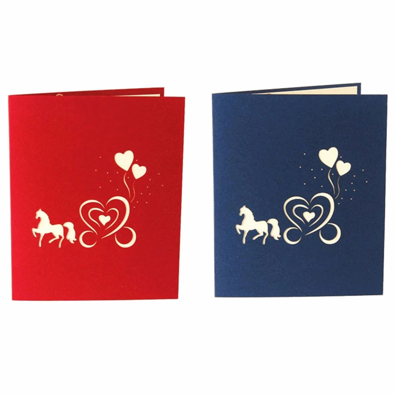 Biglietti d' auguri Biglietti augurali 3D taglio laser taglio fatto a mano intaglio cavallo carrello carta invito biglietti d' auguri cartolina cartolina cartolina San Valentino regalo anniversario d