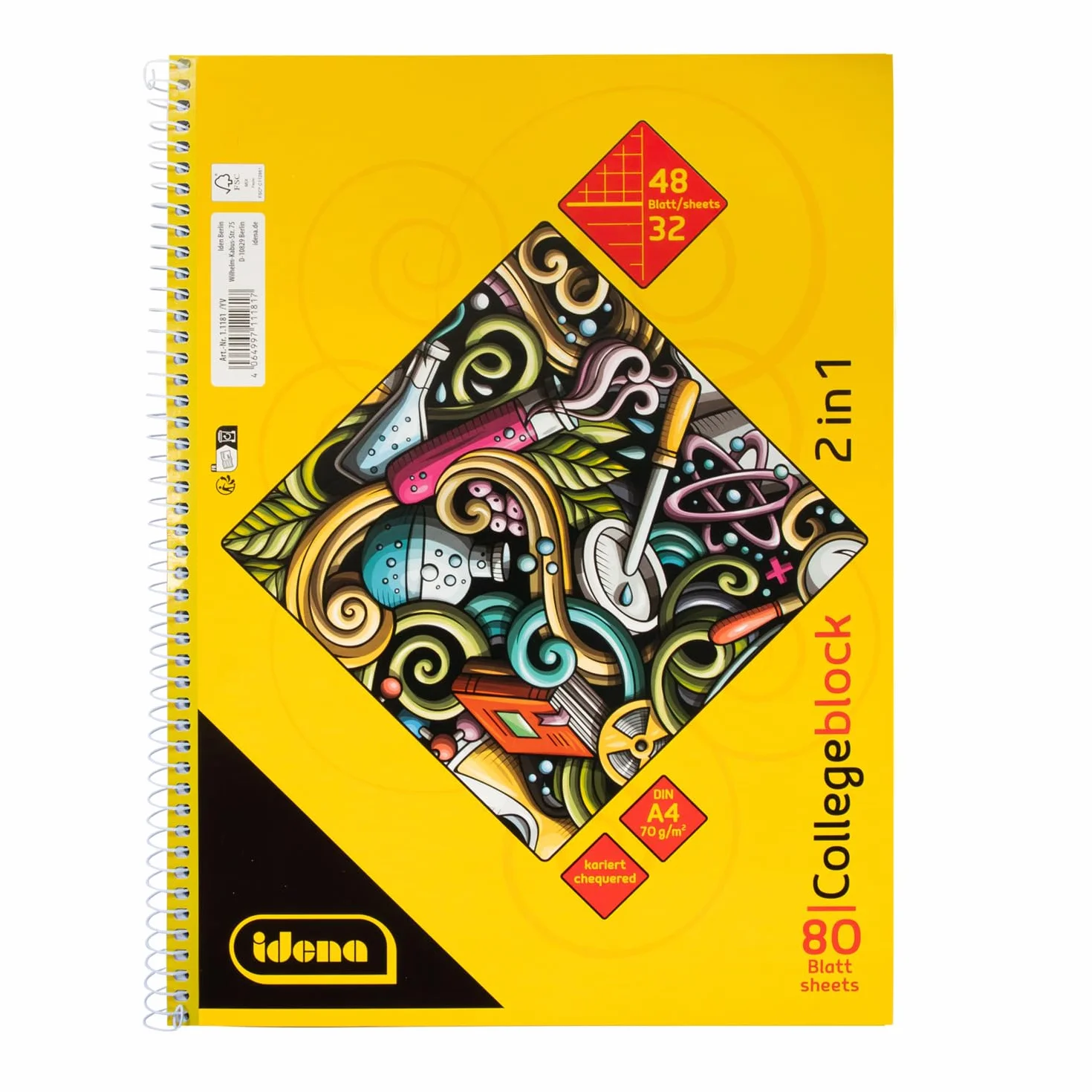 Idena Blocco college 2in1 A4 80 fogli 70 g/m² spirale 5 pezzi